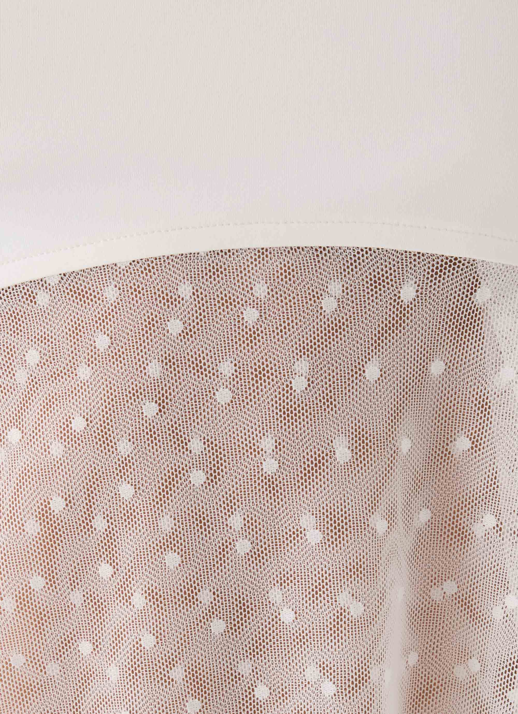 Elsie Mesh Polka Dot Top - White - FASHION NOB