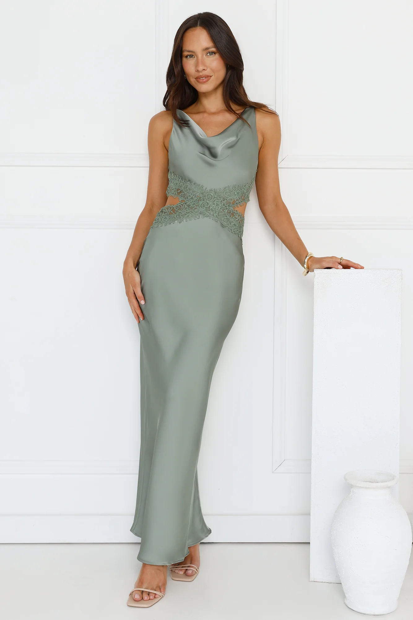 Satin Embrace Maxi Dress Sage