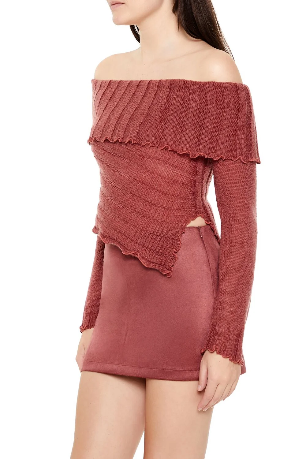 Ribbed Off-the-Shoulder Sweater