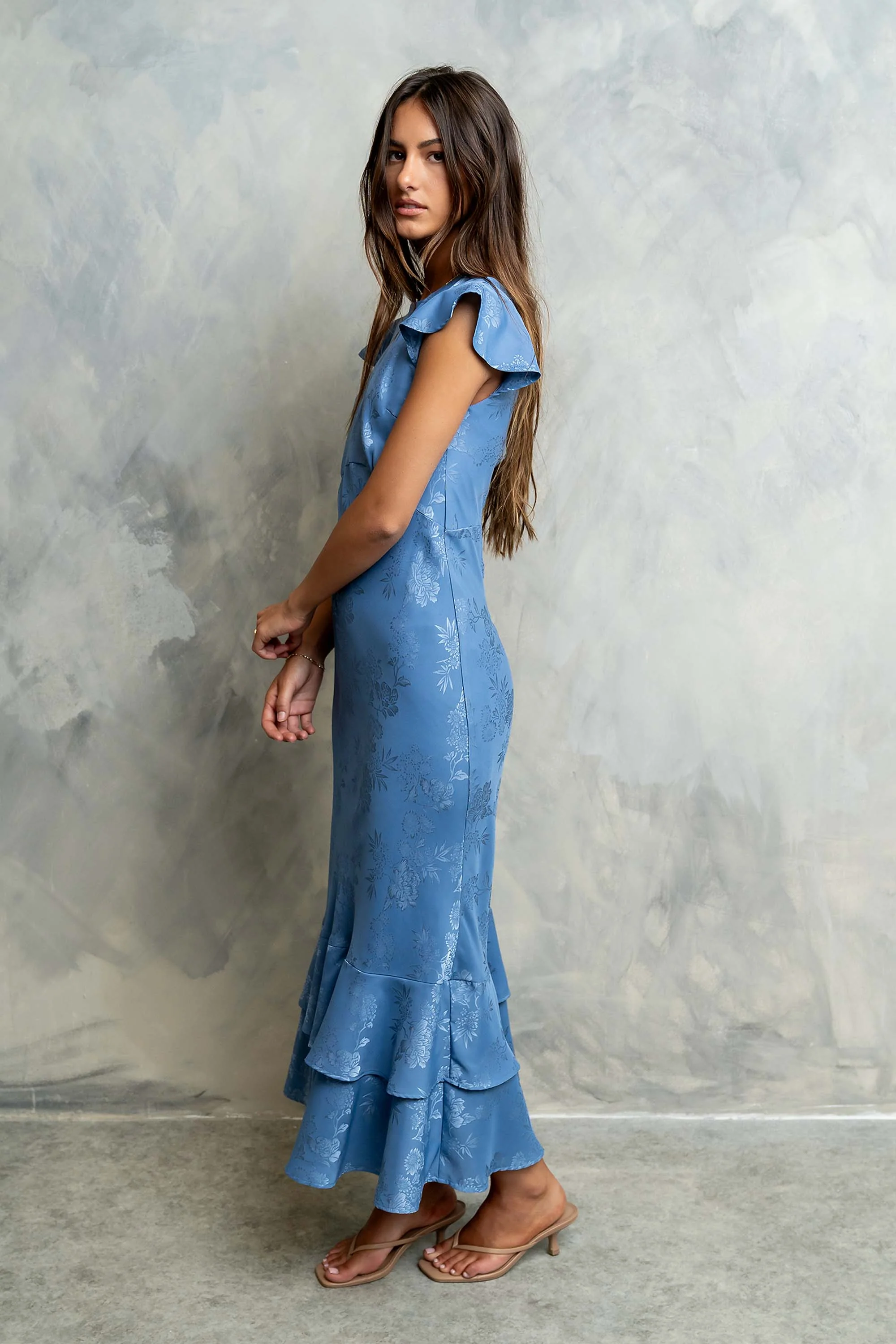 Azure Garden Floral Maxi Dress