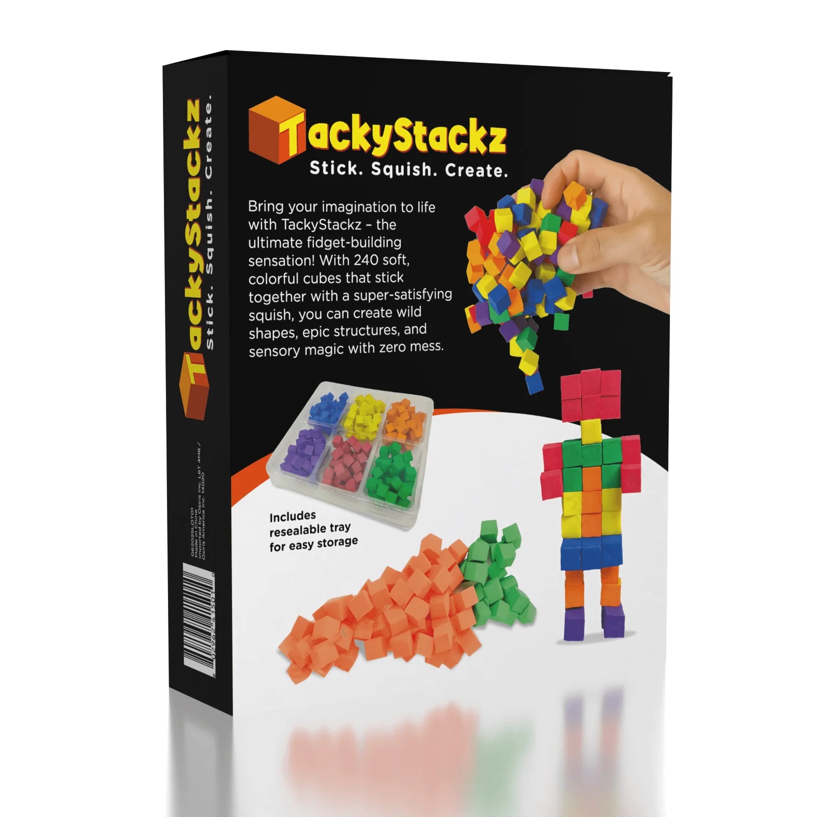 TackyStackz Sticky Squishies® Fidget Cubes - Includes Storage Box