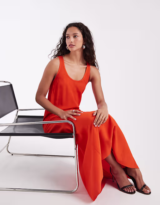 & Other Stories crepe maxi dress with seam detail in black