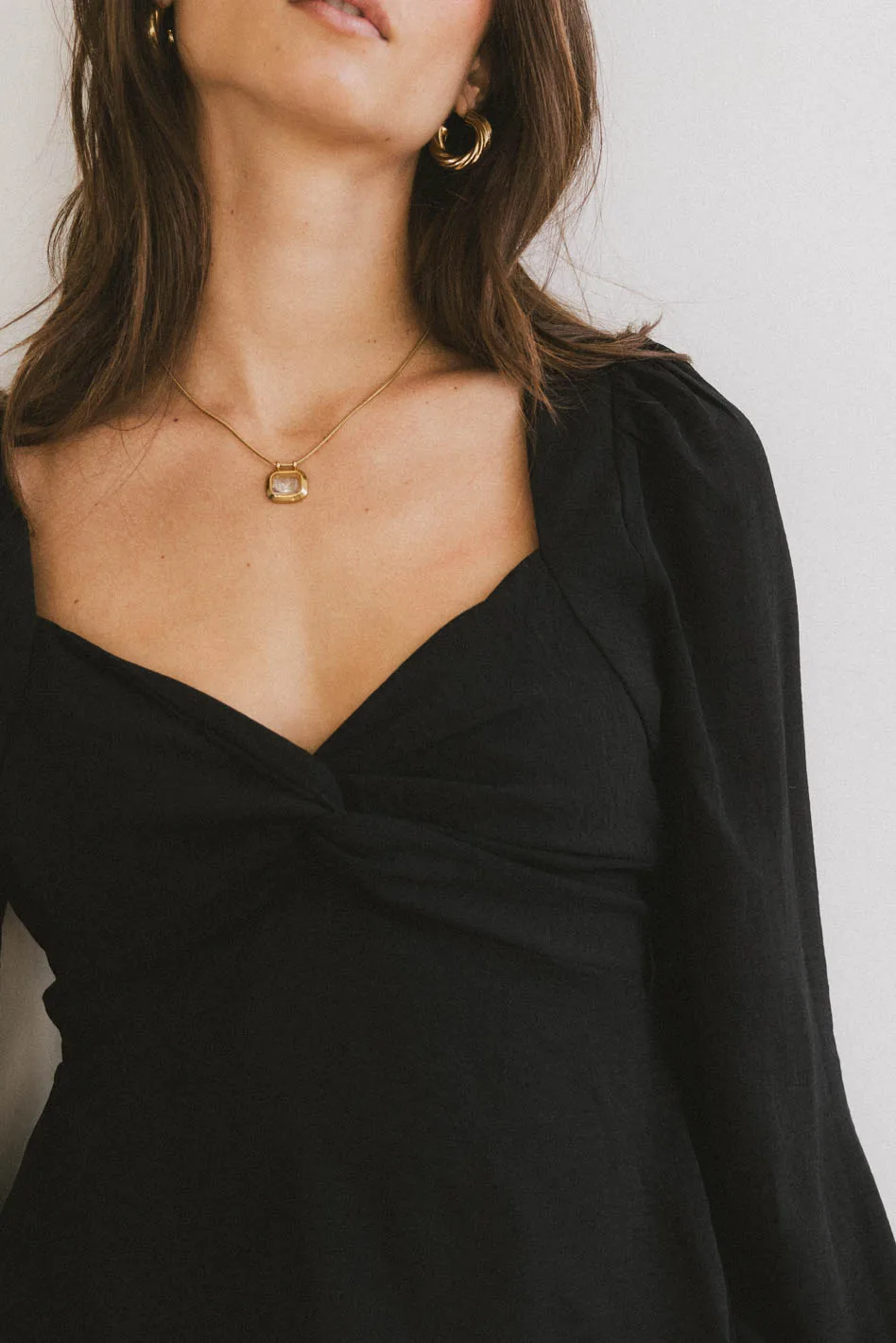 Maeve Twist Front Blouse in Black
