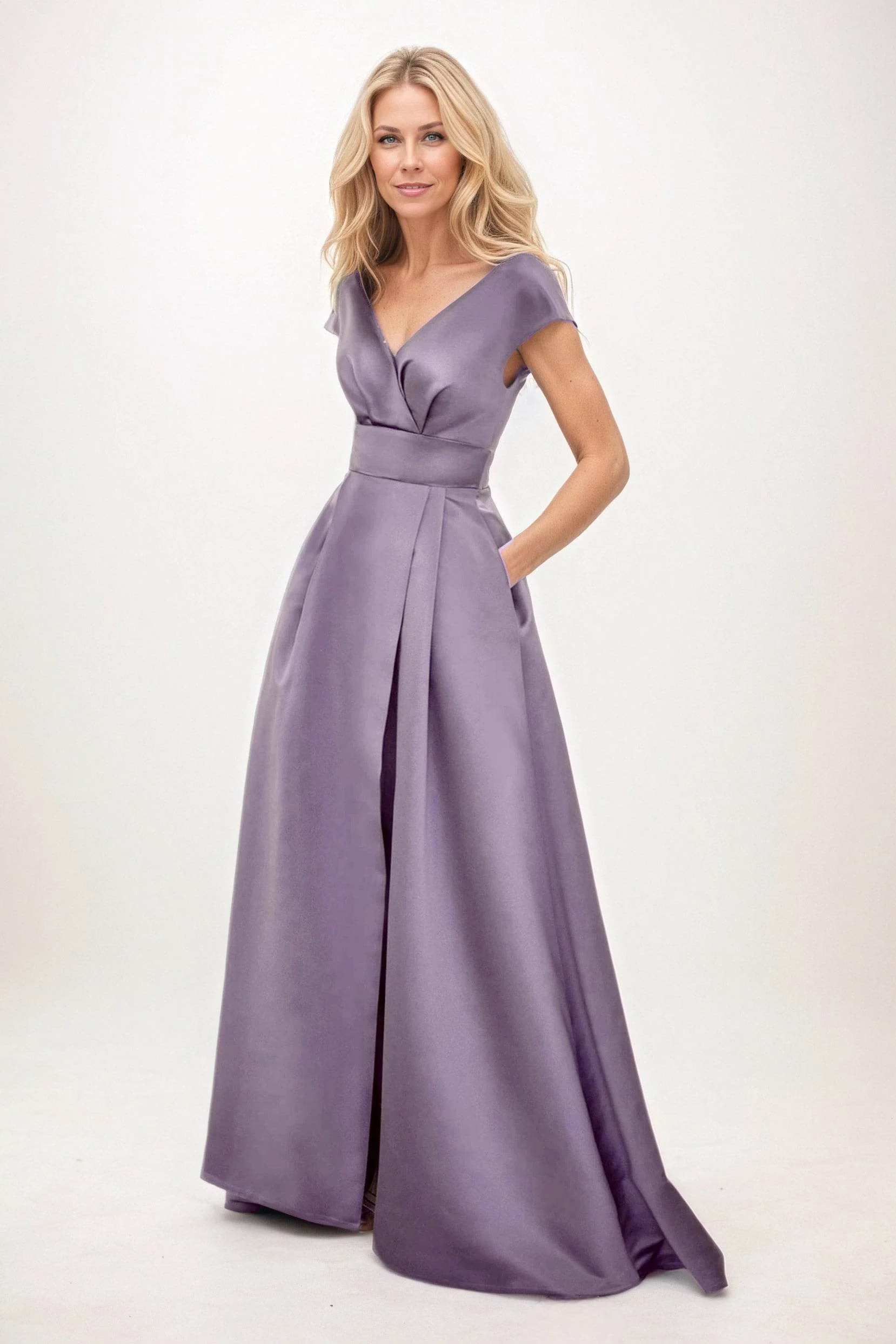 A-Line Maxi Satin Mother of the Bride Dresses CM0408