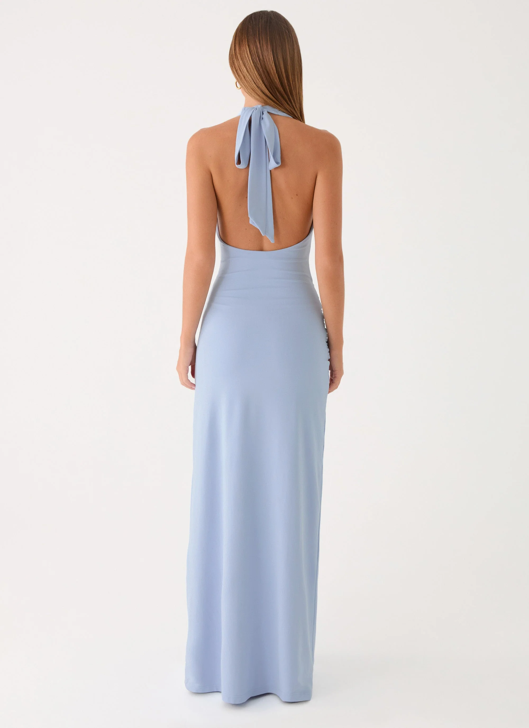 Cristal Halter Maxi Dress - Blue - luluinthesky