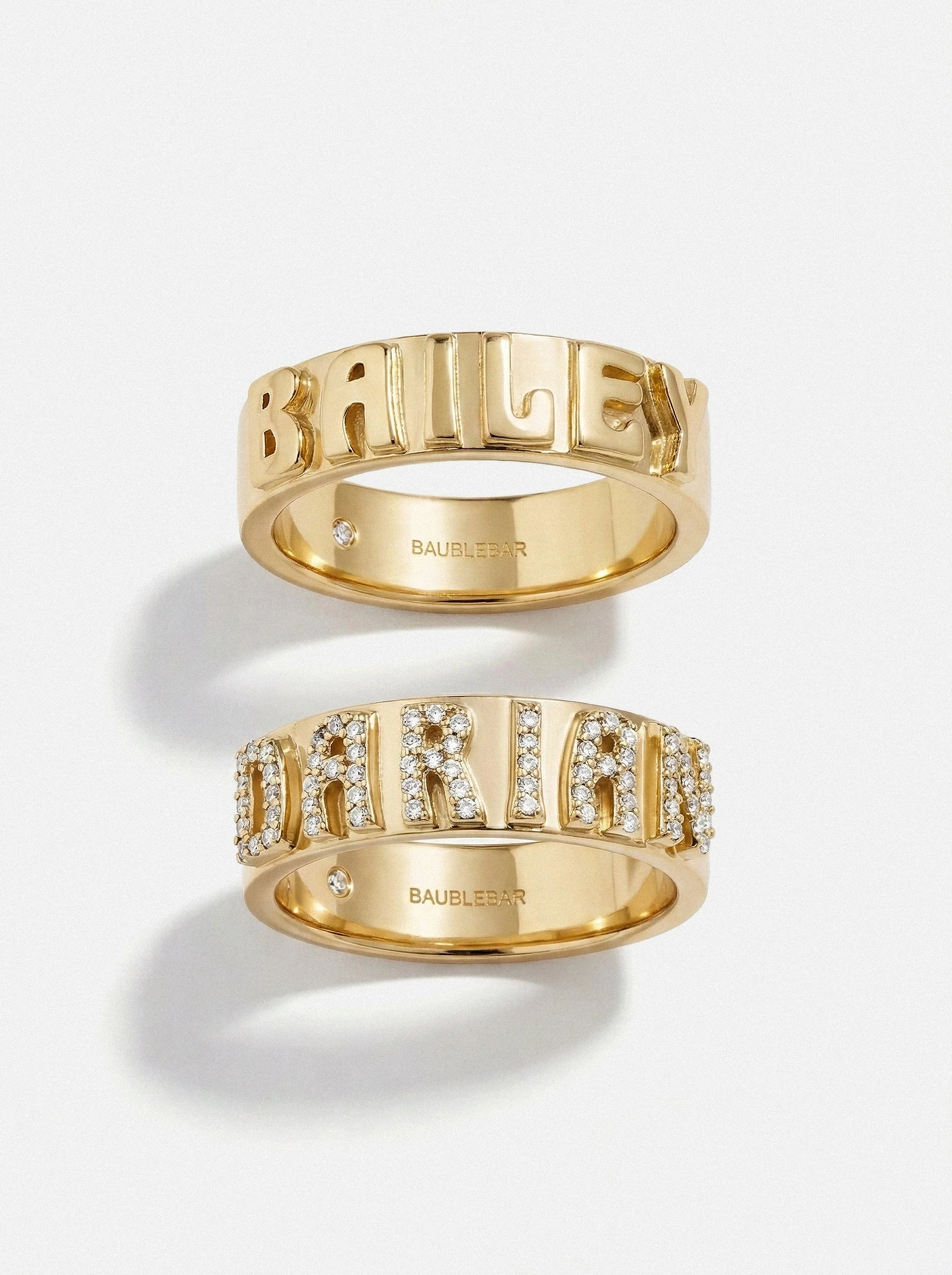 14K Gold Cigar Band Custom Ring - Gold/Pavé