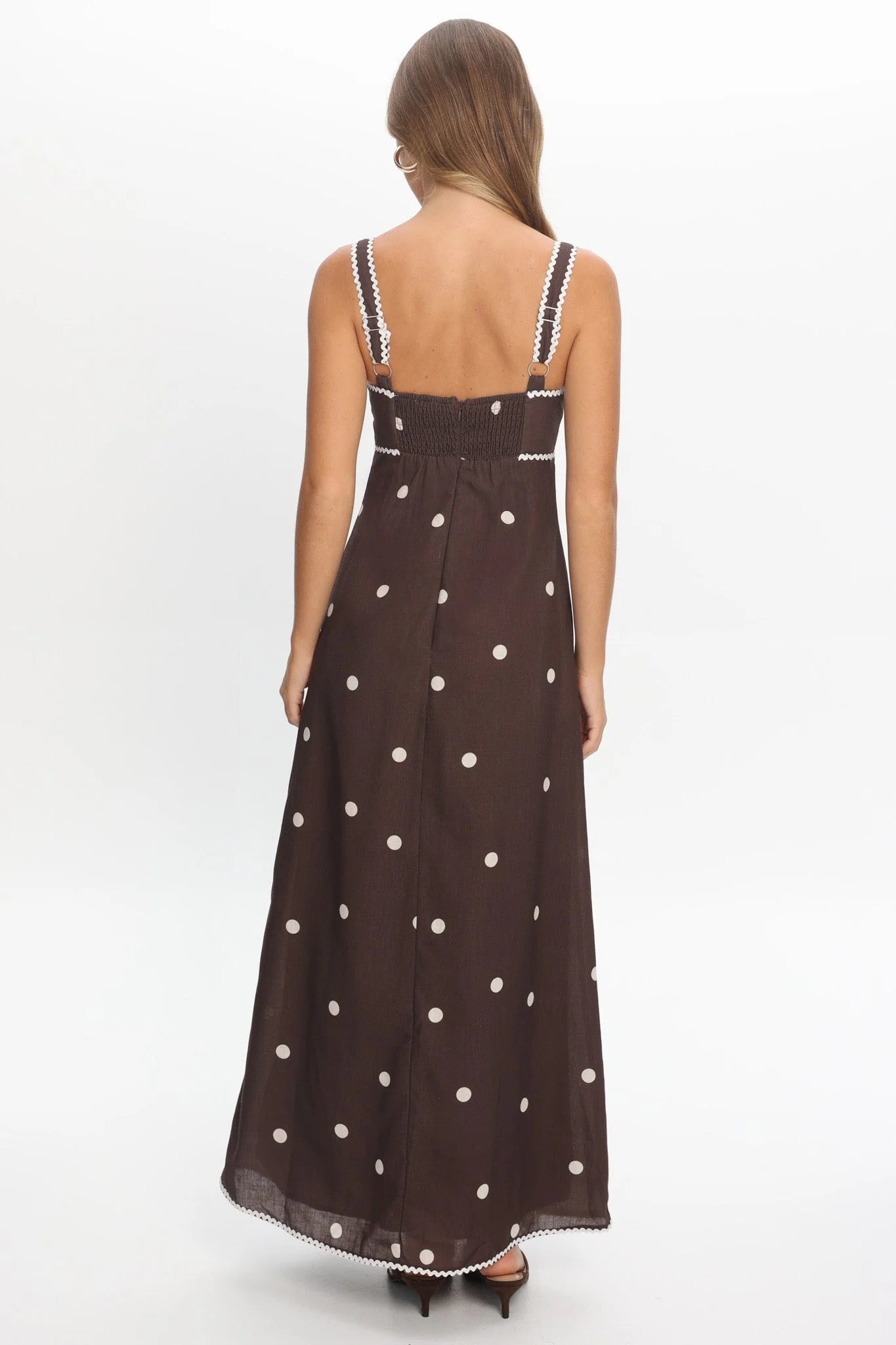 Teena Square Neckline Maxi Dress Print Chocolate