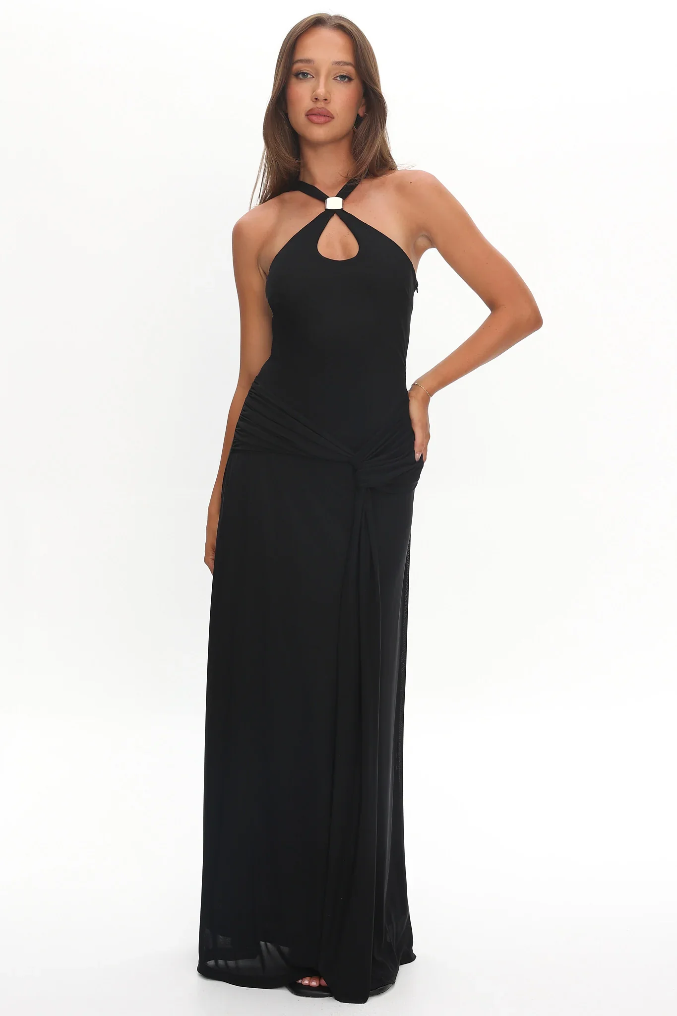 Cresida Keyhole Racerback Maxi Dress Black