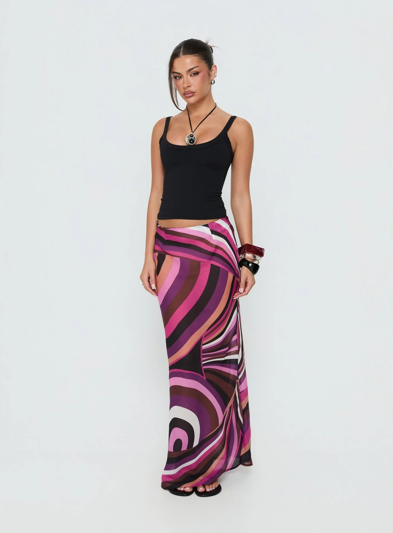 Lucidia Maxi Skirt Pink Retro