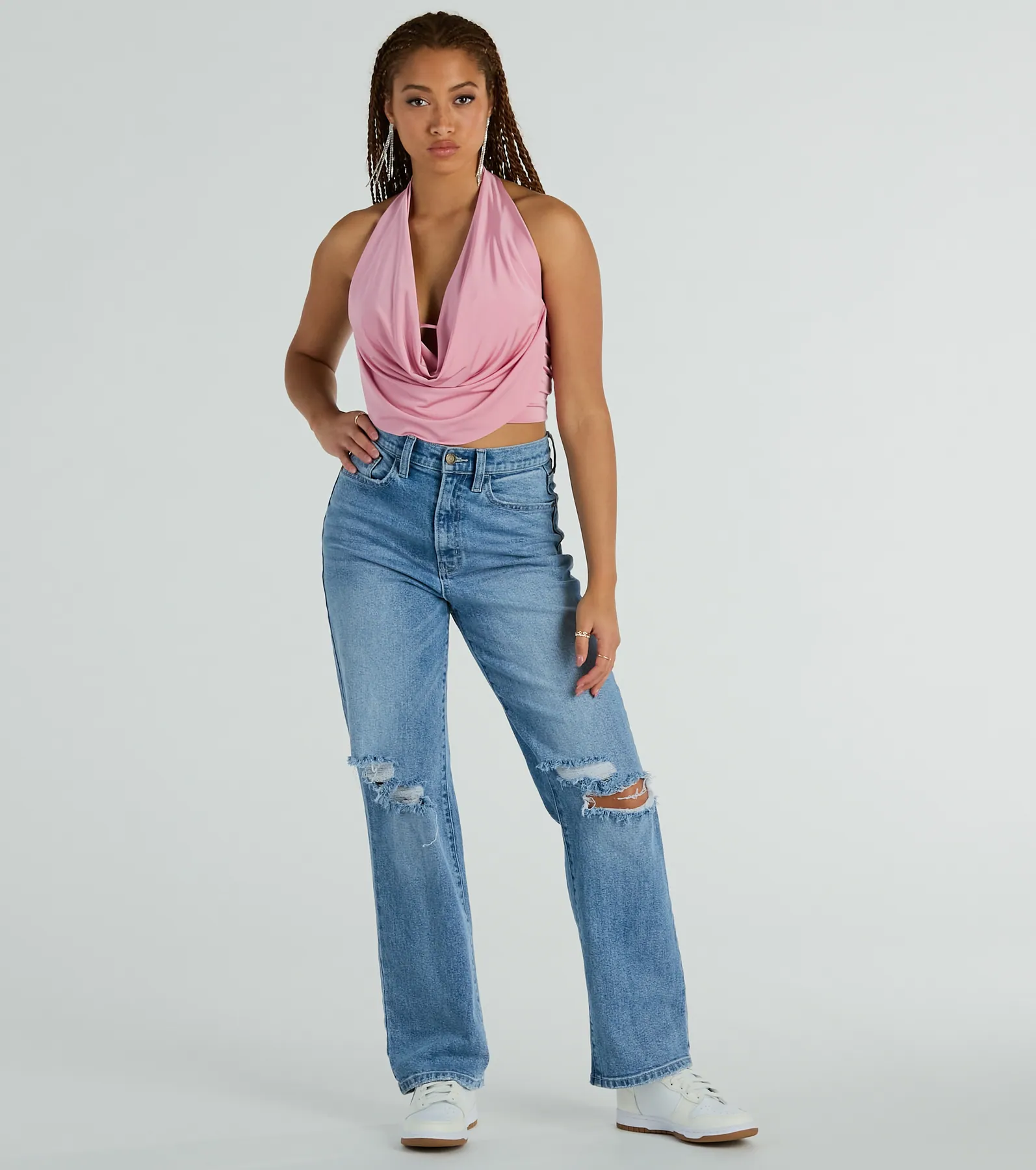 Take The Plunge Sleeveless Halter Crop Top - luluinthesky