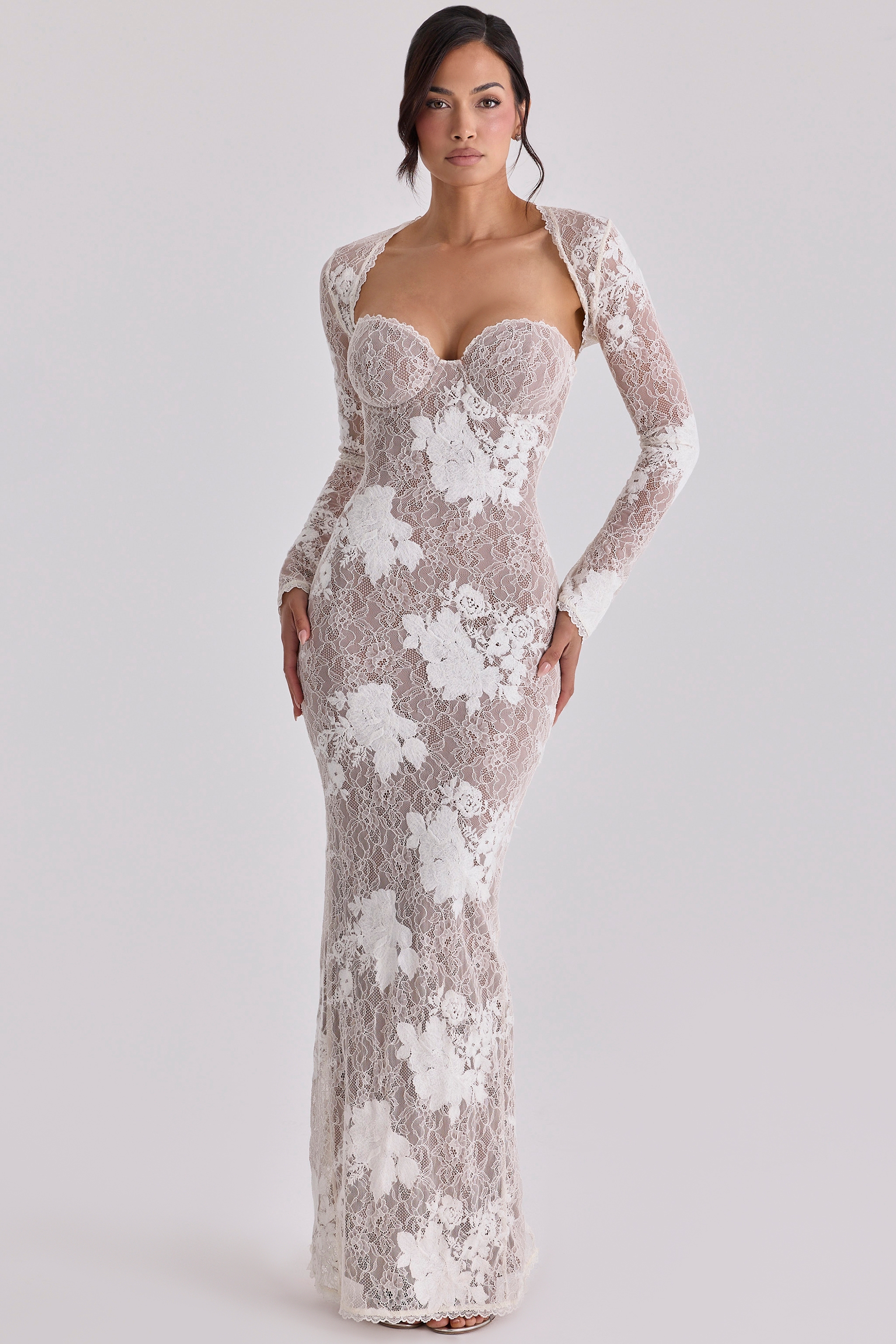 ivory embroidered lace maxi dress - limited edition