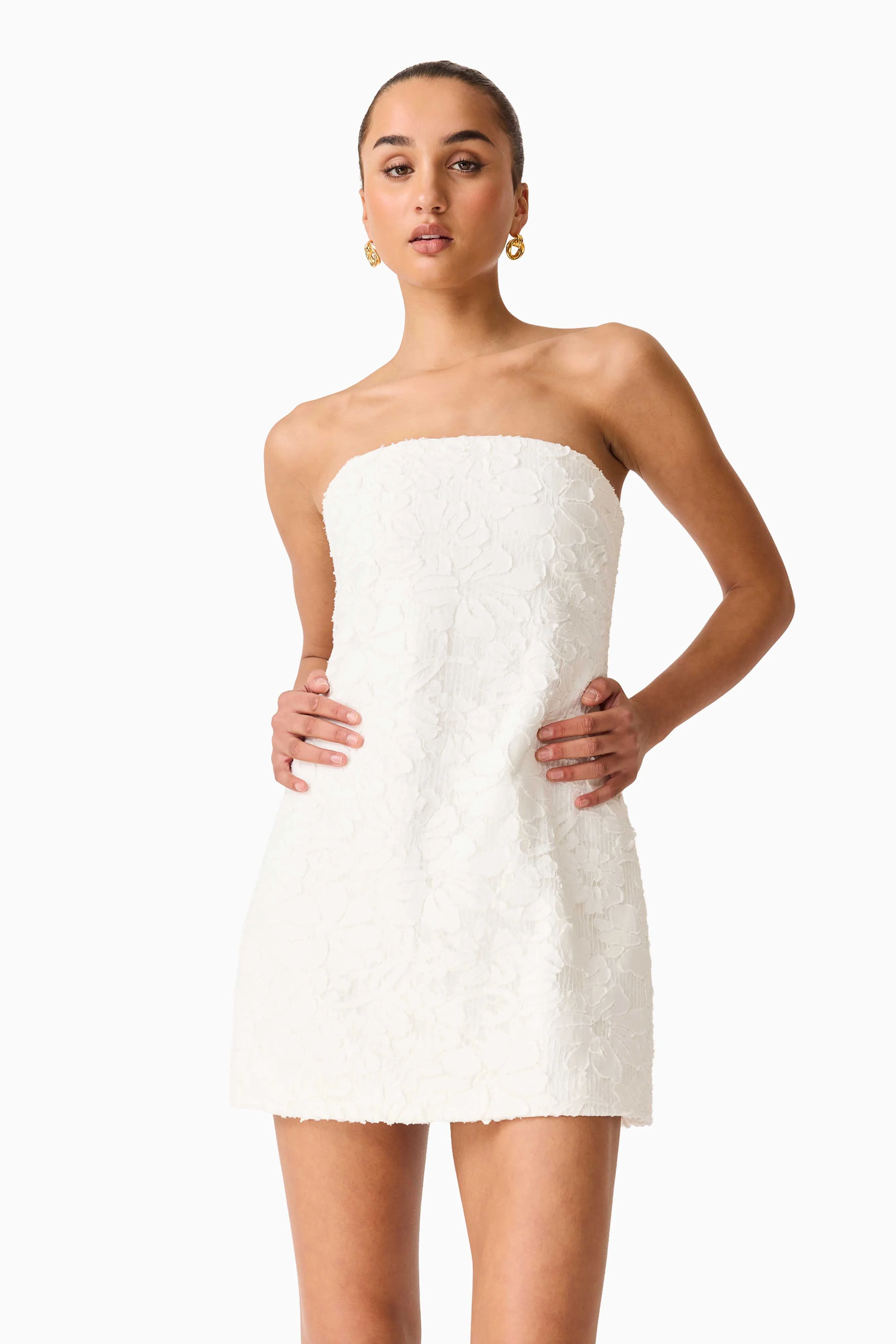 Edelie Strapless Mini Dress in White