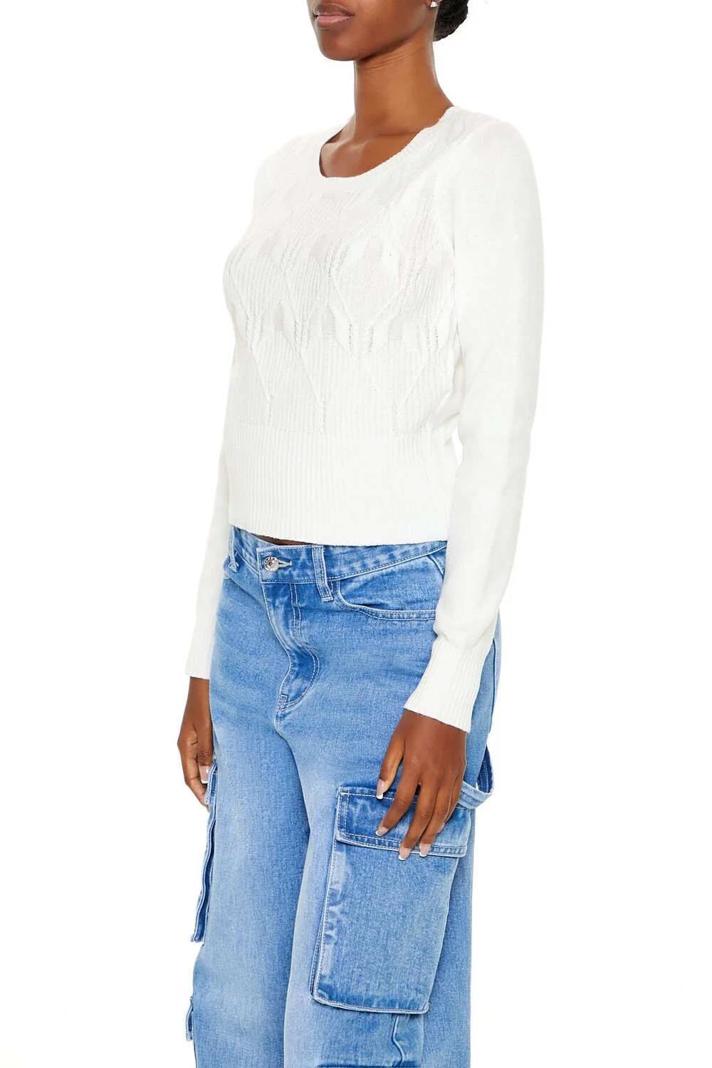 Cropped Lattice Sweater