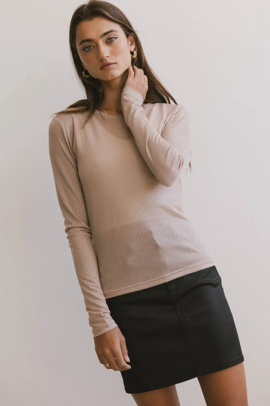 Della Shimmer Top in Mauve
