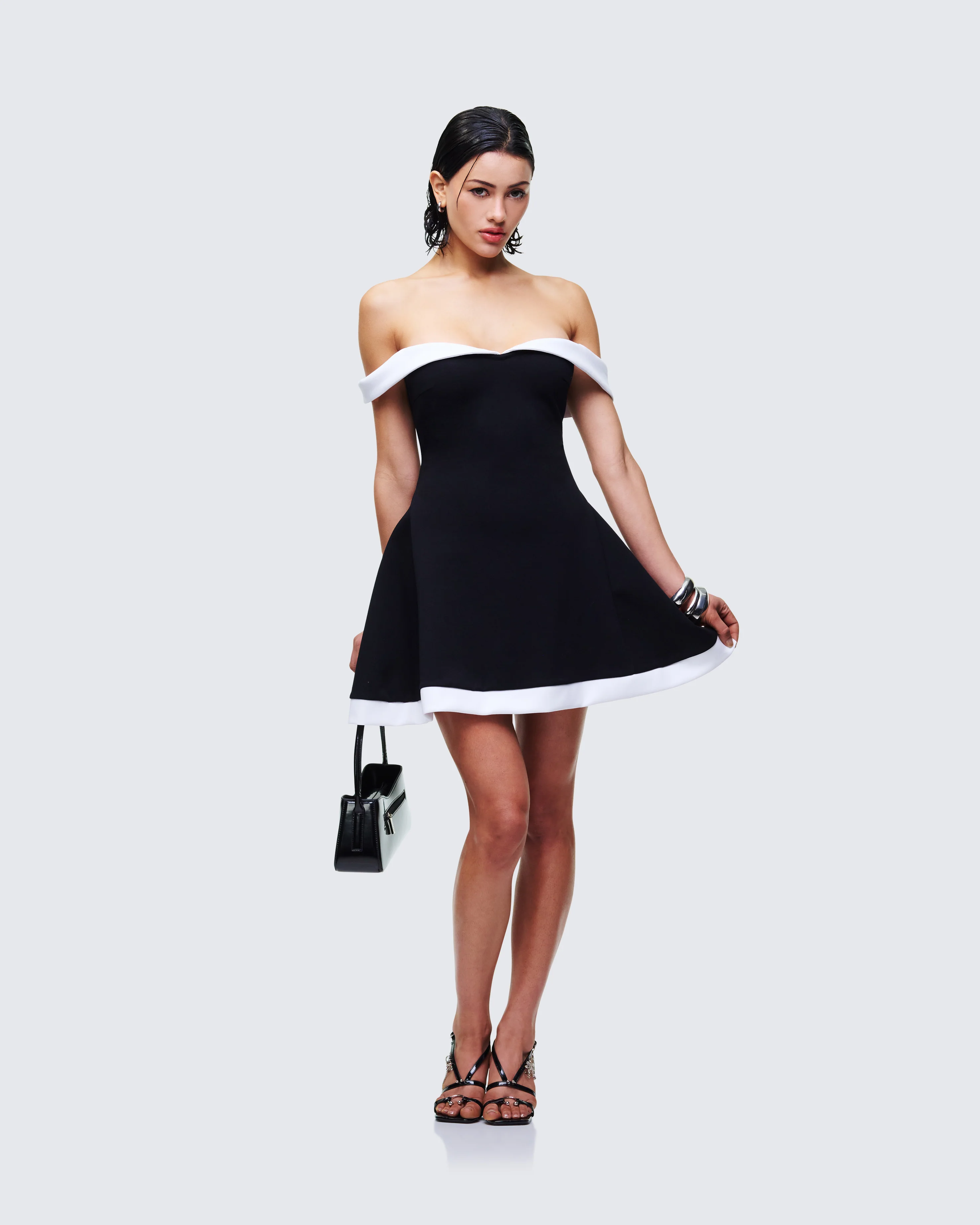 Auri Black Scuba Contrast Mini Dress