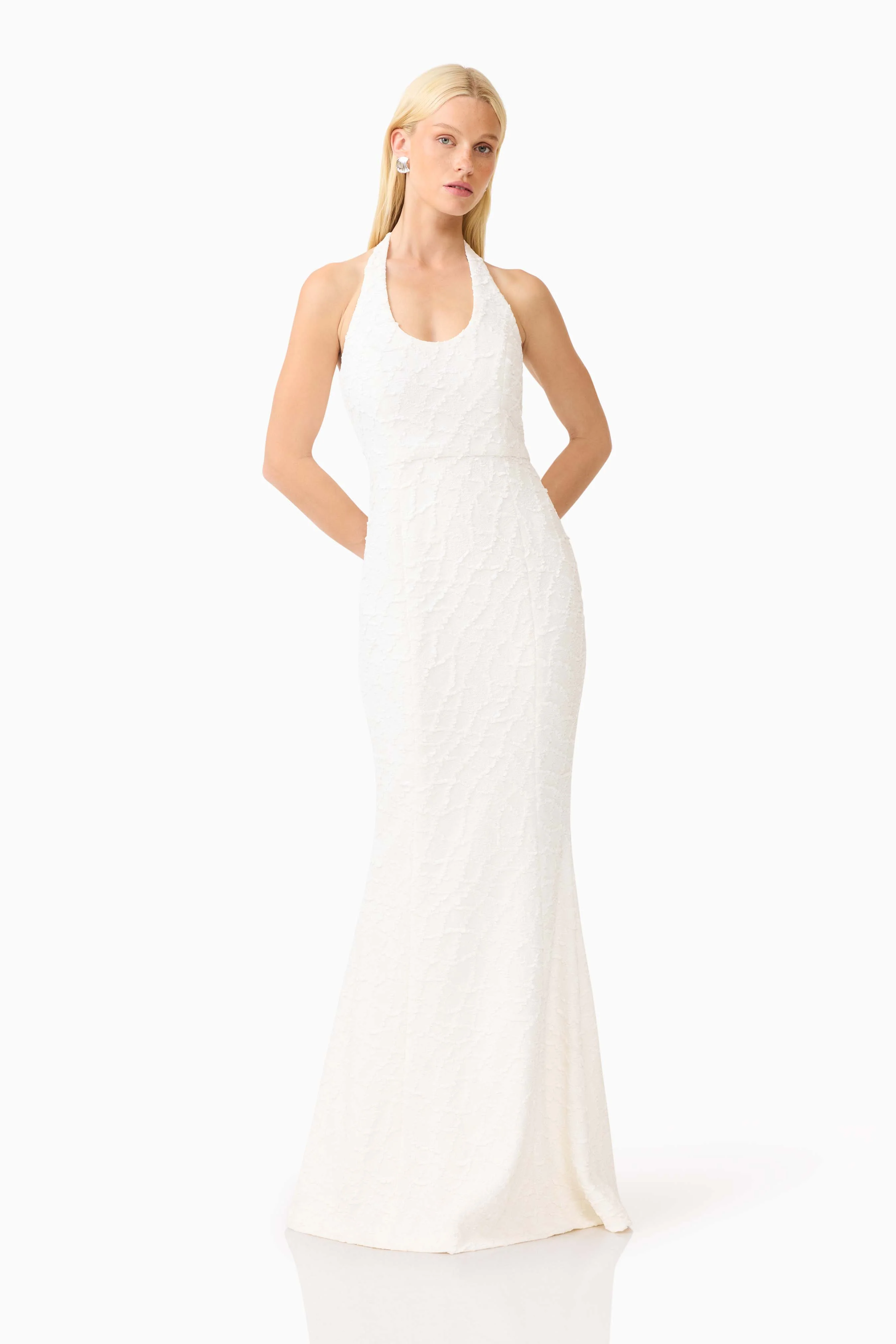 Alexandra Halter Gown Dress in White