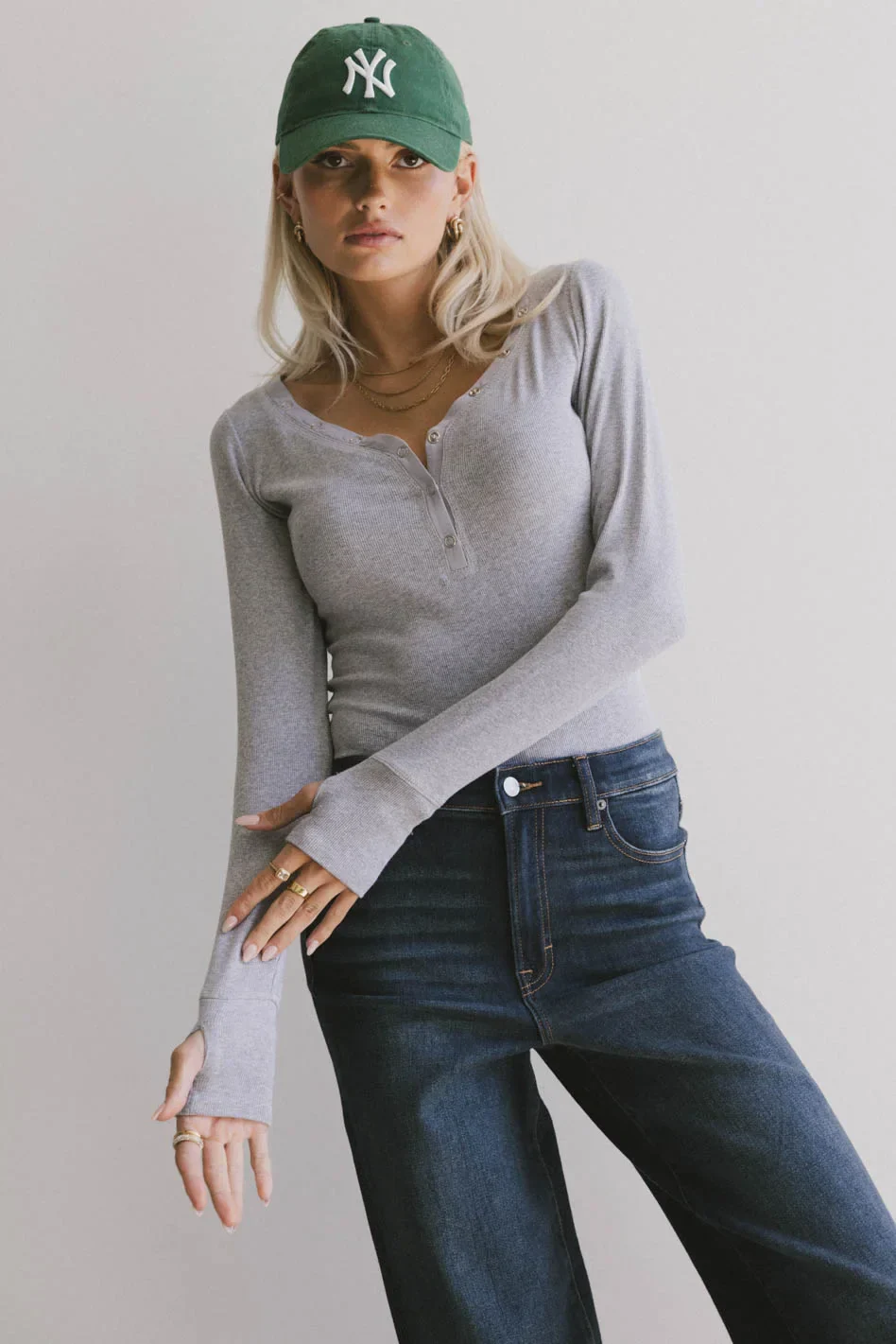 Zela Ribbed Top in Heather Grey