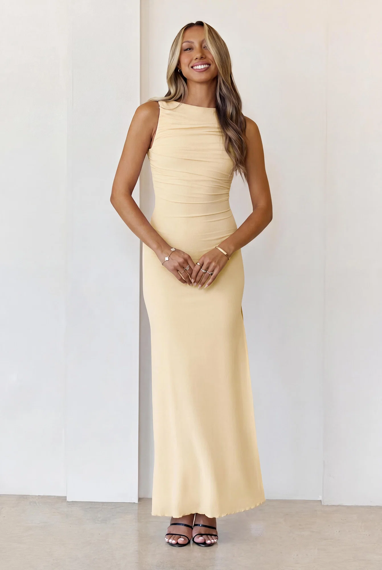 Secret Of The Sun Mesh Maxi Dress Beige