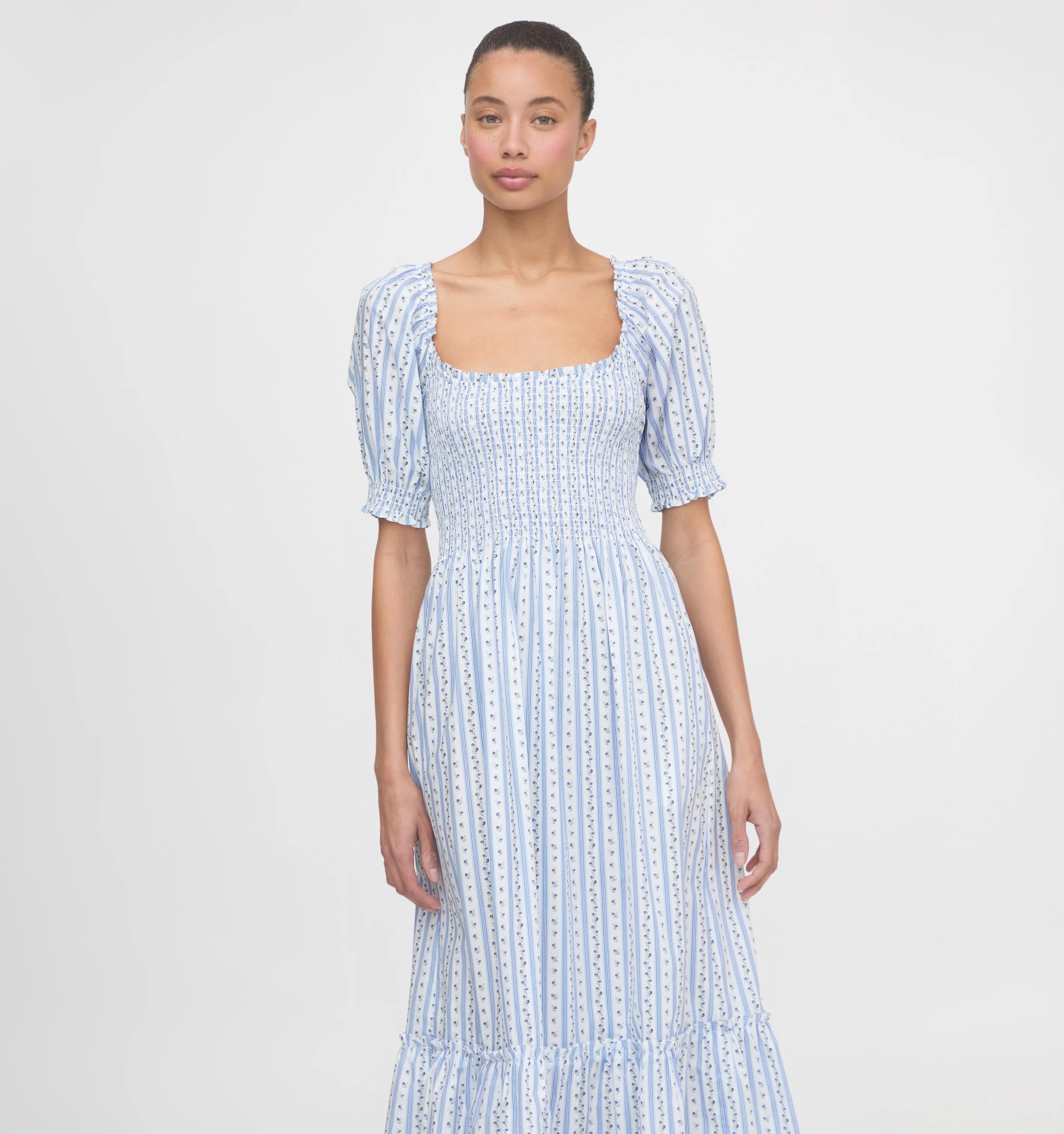 The Louisa Nap Dress - Blue Petal Stripe