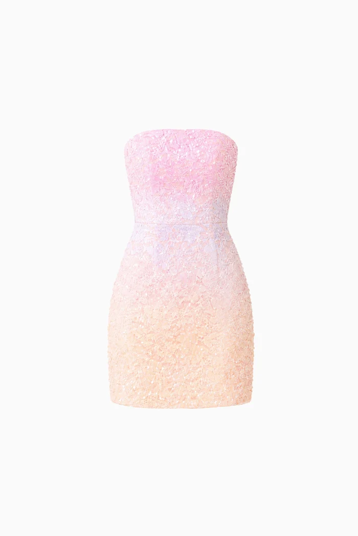 Lumira Sequin Lace Mini Dress in Pink Ombre