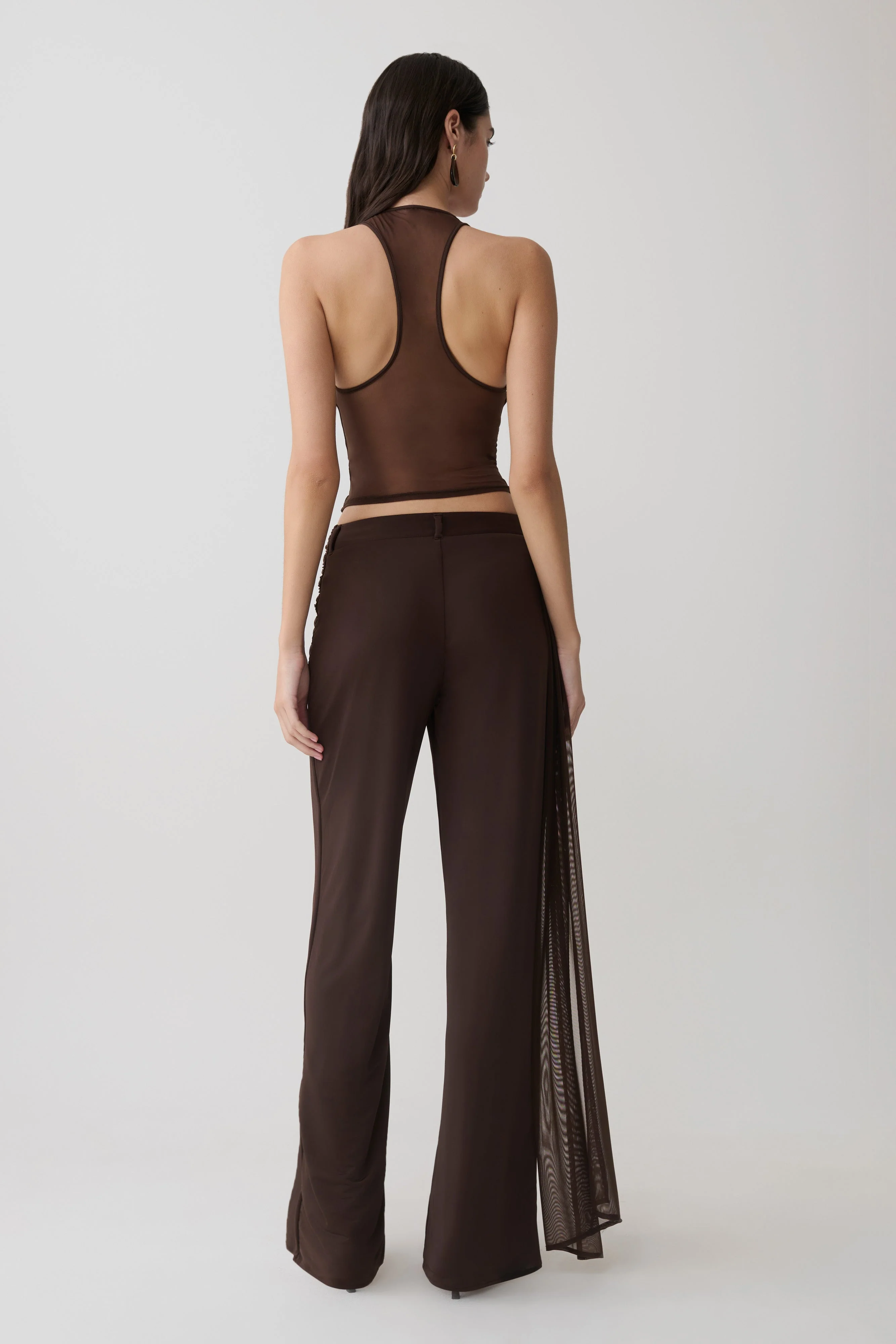 Aspyn Slinky Gathered Wide Leg Pants - Chocolate
