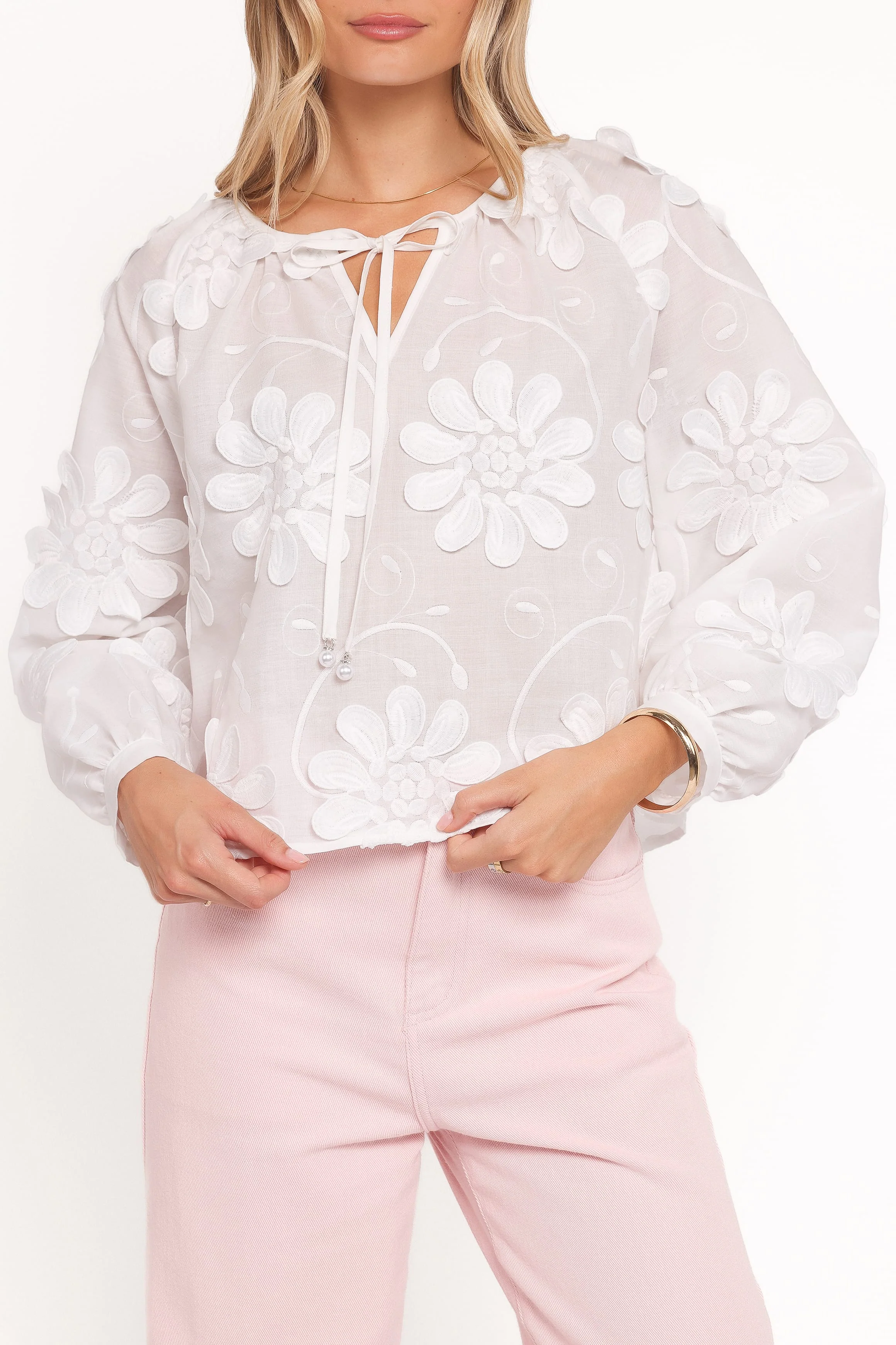 Leire Embroidered Blouse - White