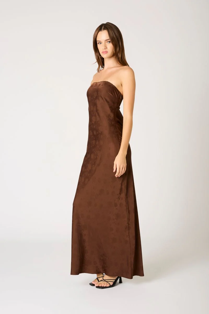 Strapless Open Cowl Back Gown