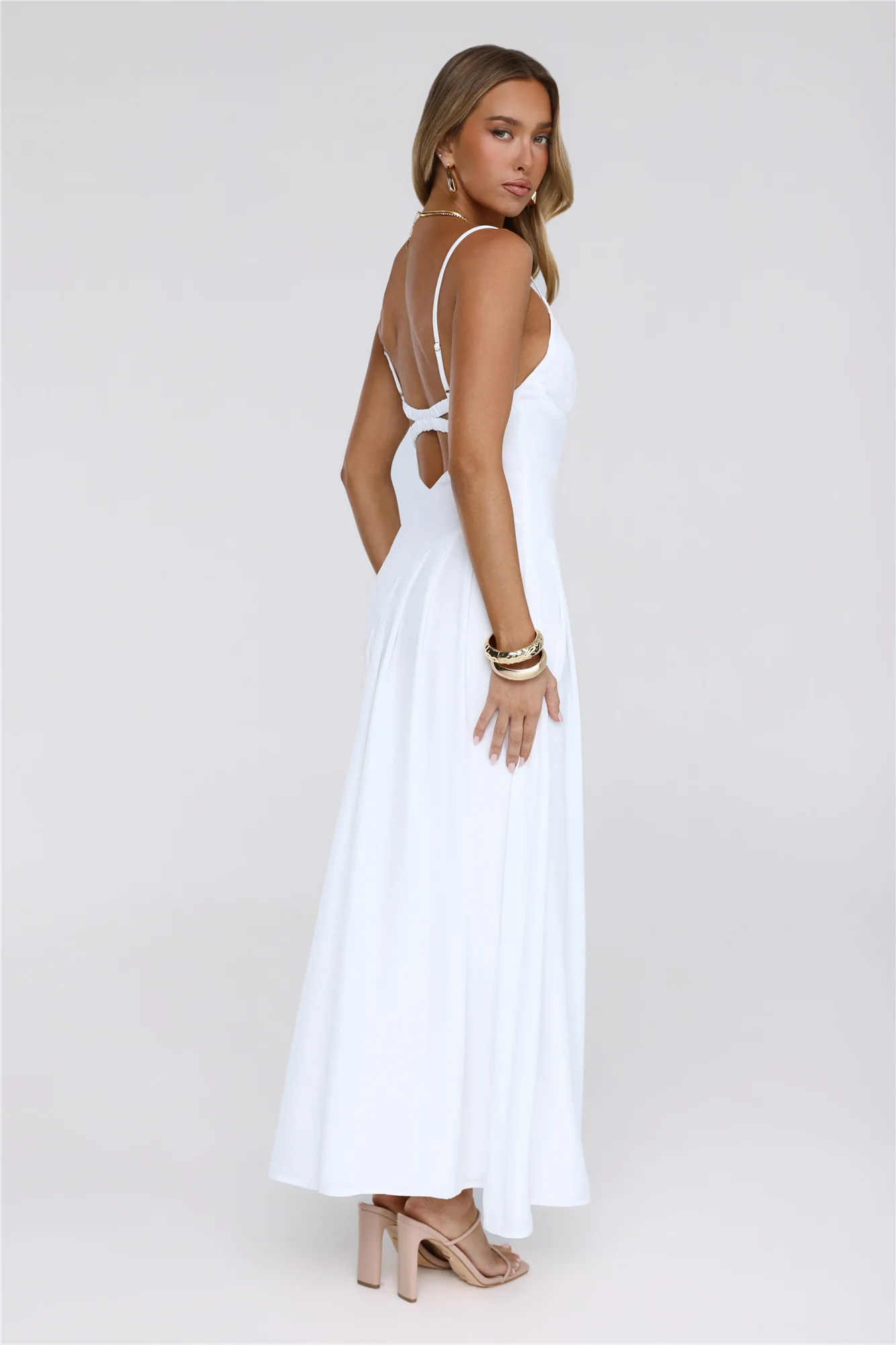 Gilded Whisper Maxi Dress White - luluinthesky