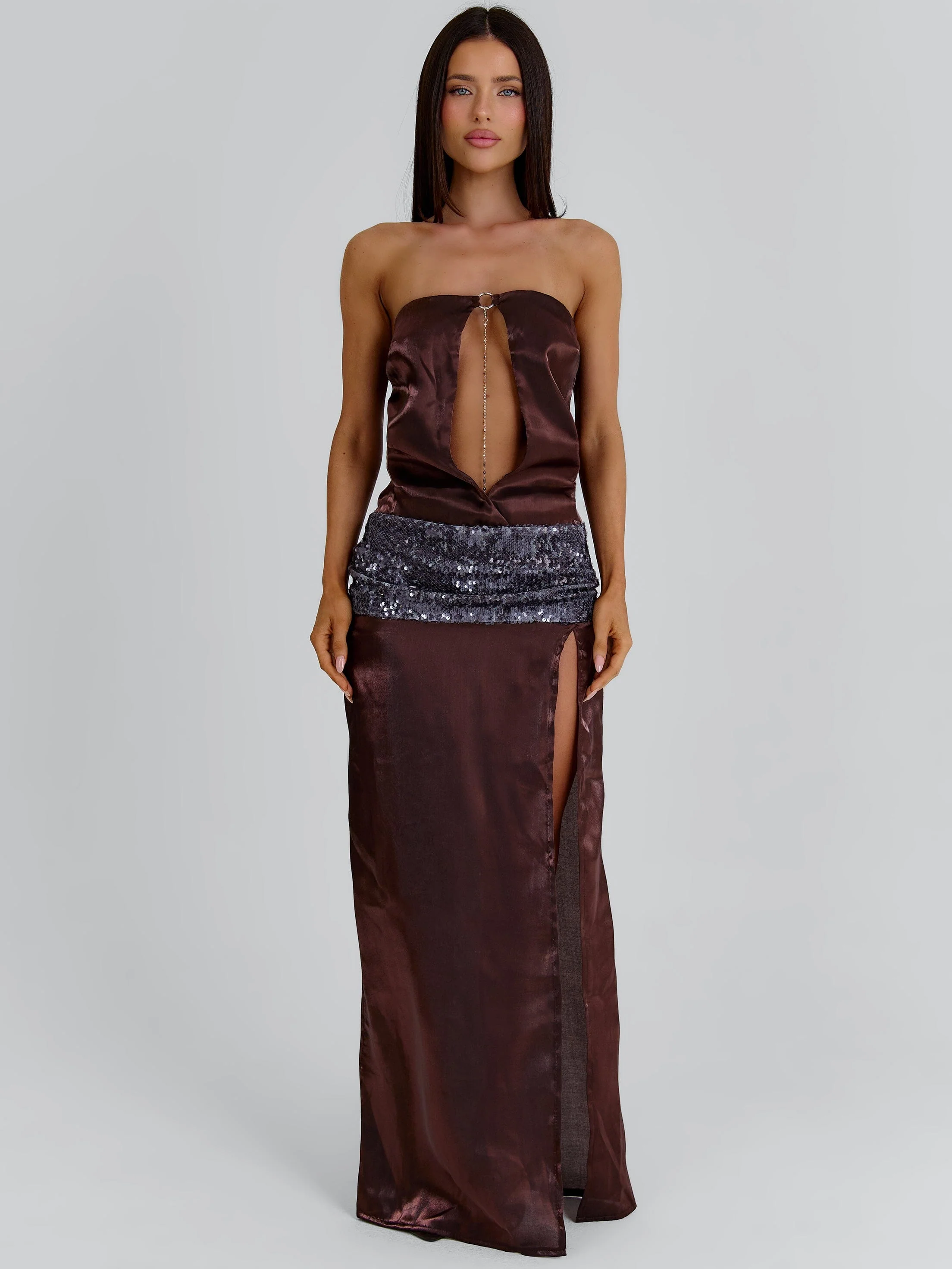 LEZETH MAXI DRESS BROWN