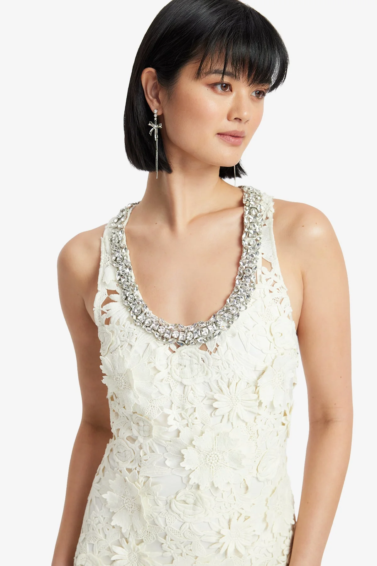 Helena Embellished Lace Maxi Dress - Snow