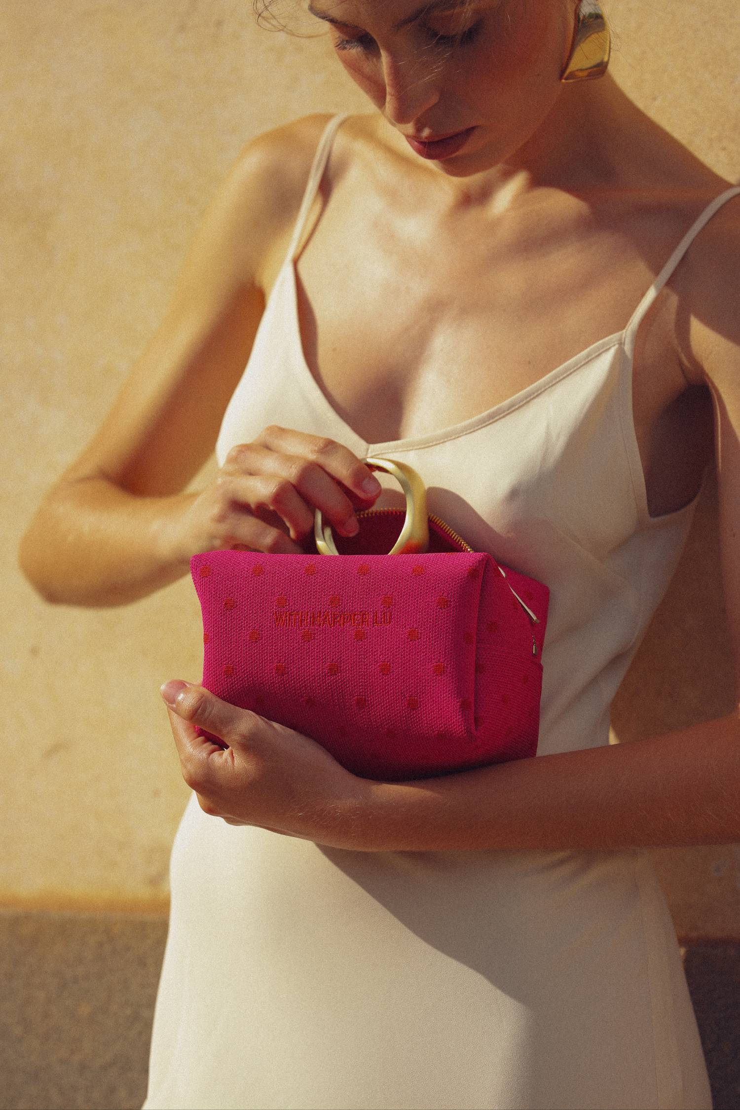 Cosmetic Bag | Fuchsia Polka