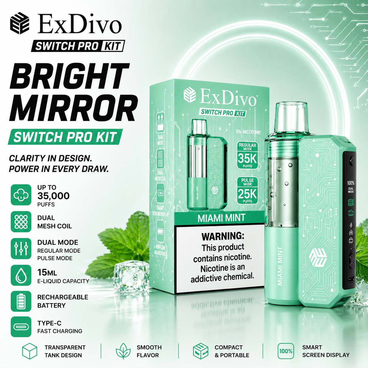 MIAMI MINT - ExDivo BRIGHT MIRROR 35K Replaceable VAPE kit