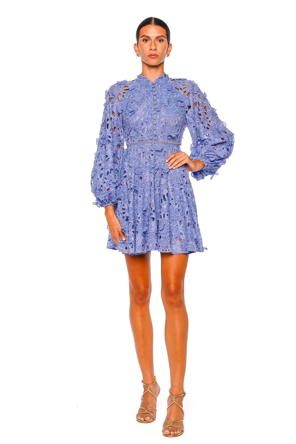 ZIMMERMANN Jacaranda Patience Lace Long Sleeve Mini Dress