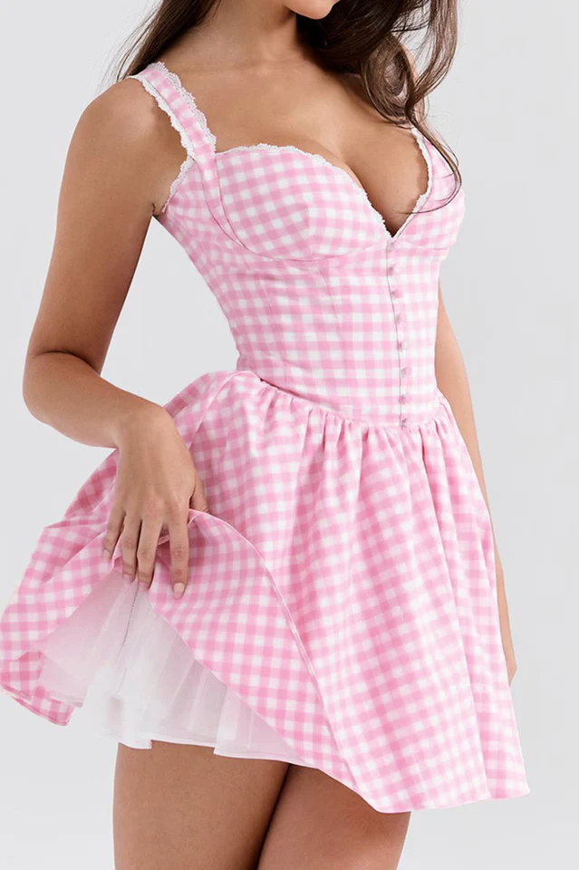 Brigite Plaid Cotton Dress