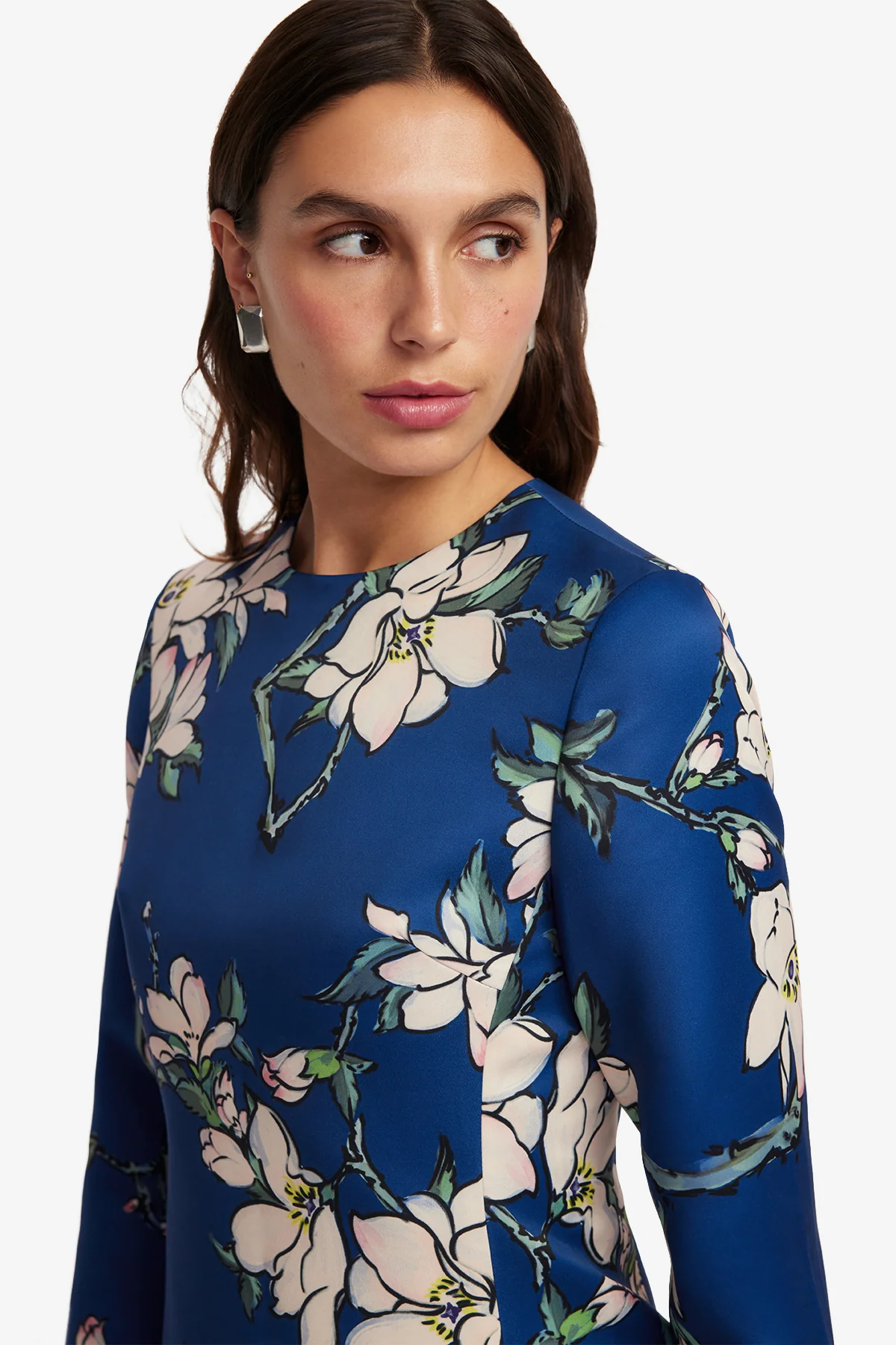 Aliza Long Sleeve Petal Mini Dress - Midnight Magnolia Print