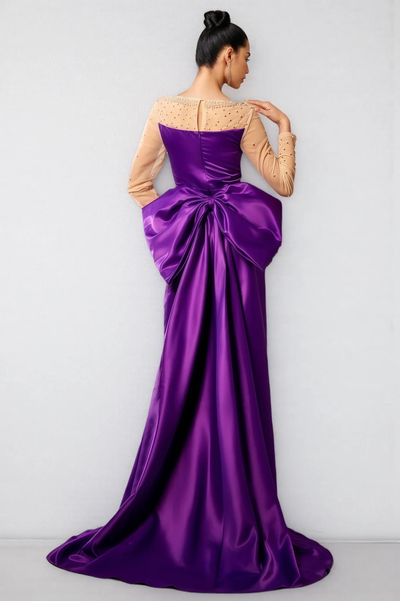 Nia Beaded Big Bow Maxi Dress