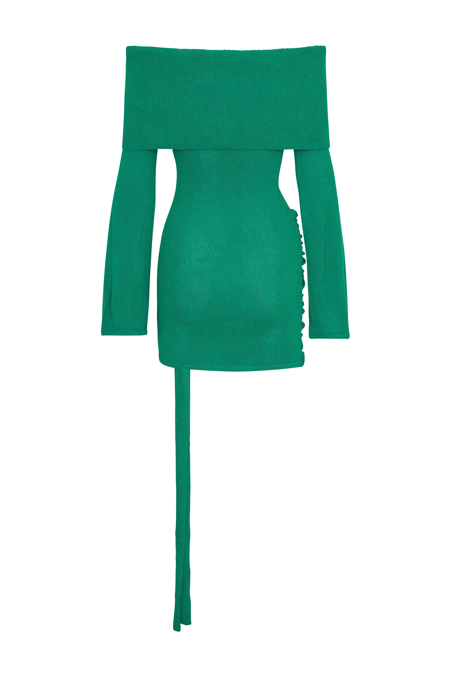 Camryn Off Shoulder Tie Knit Mini Dress - Green