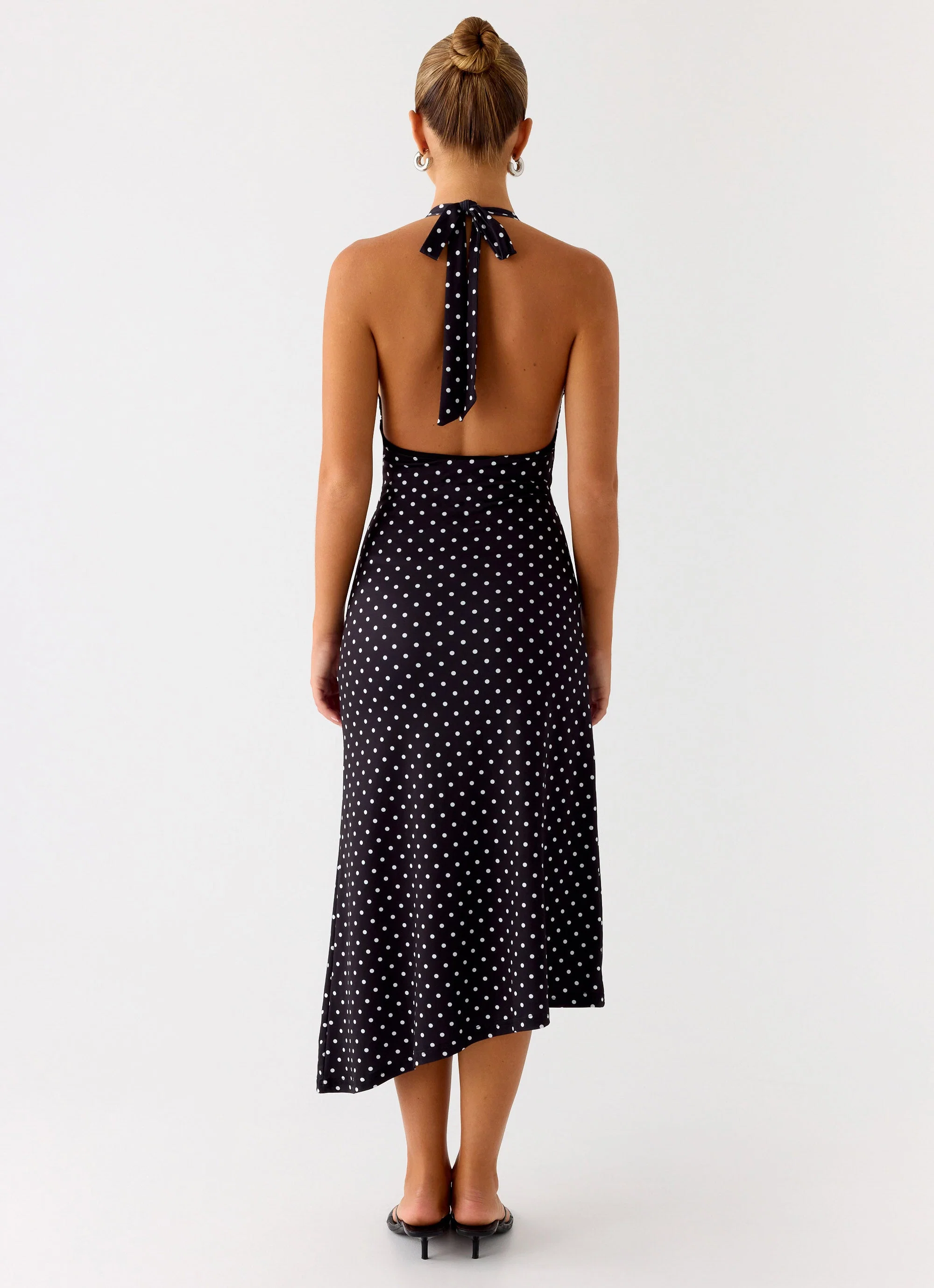 Illuminate Halter Midi Dress - Black Polkadot