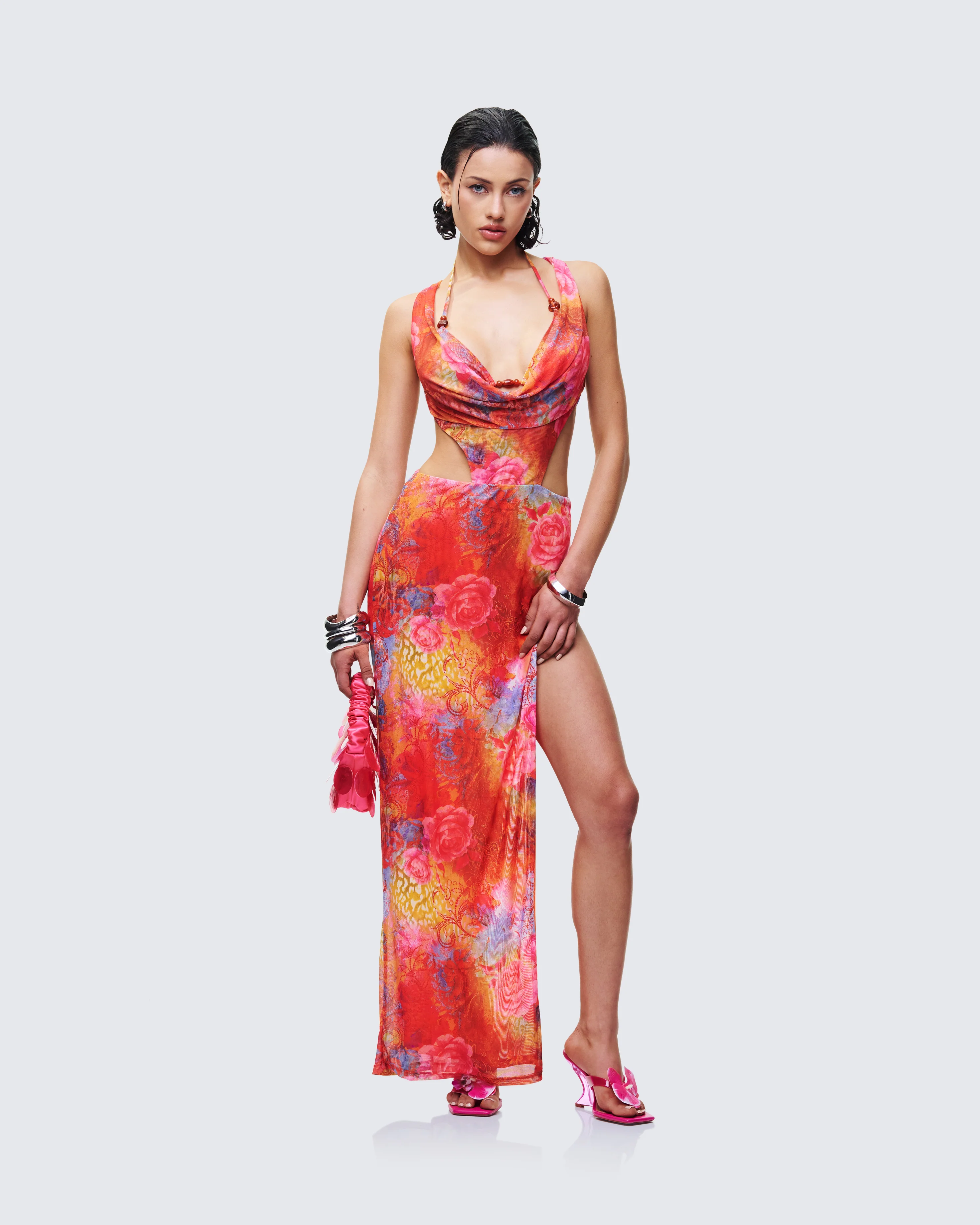 Aviella Multi Cowl Neck Maxi Dress