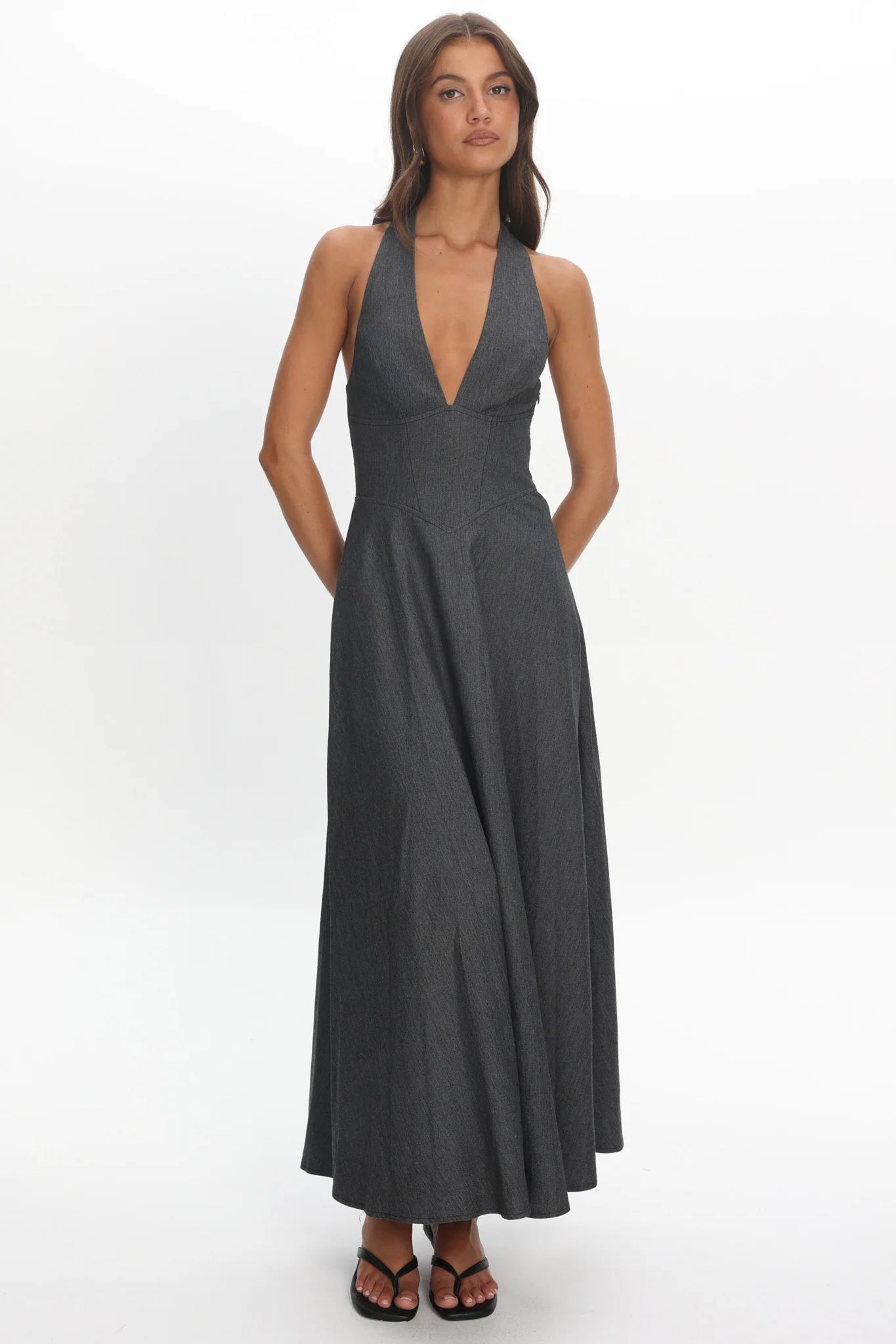 Riga Halterneck Maxi Dress Black