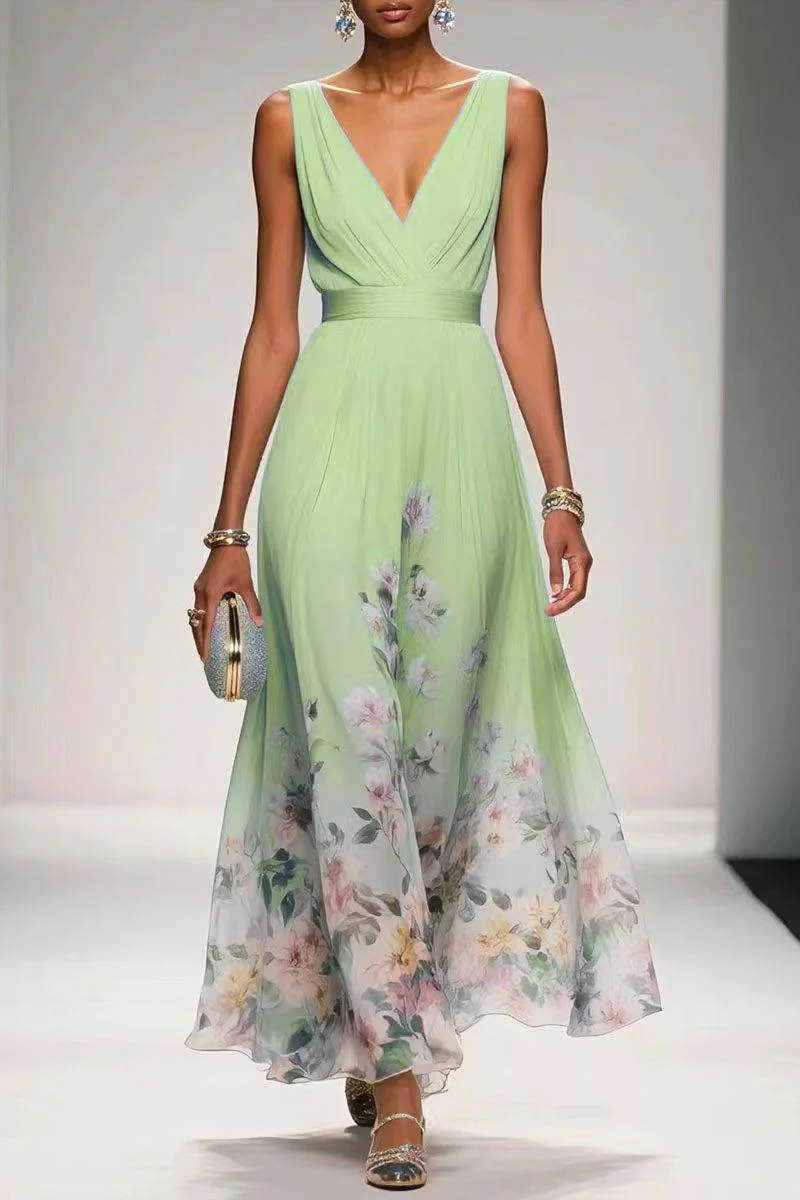 A-Line Tea Length Chiffon Wedding Guest Dress 922638194251