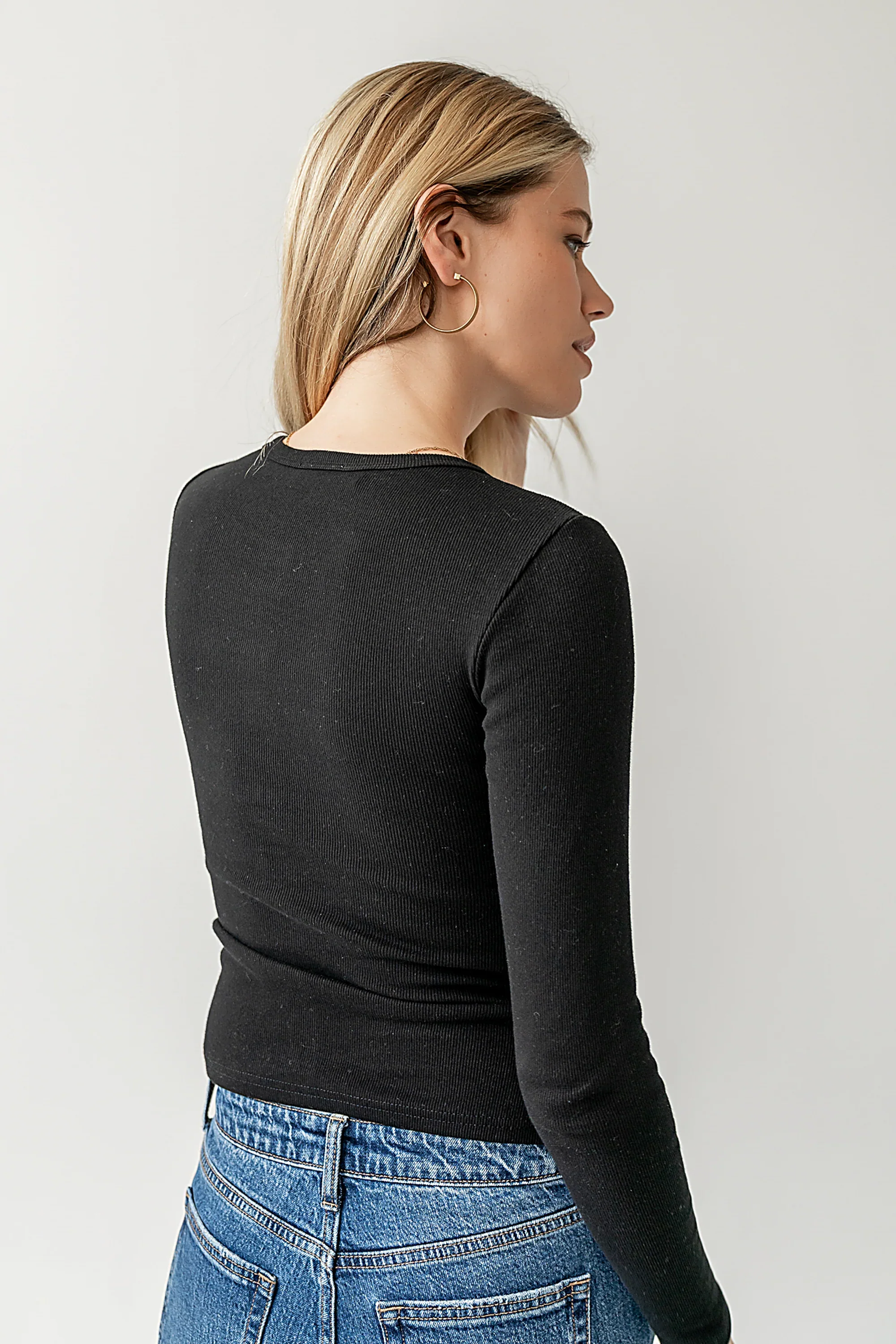 Mia Button Up Top in Black