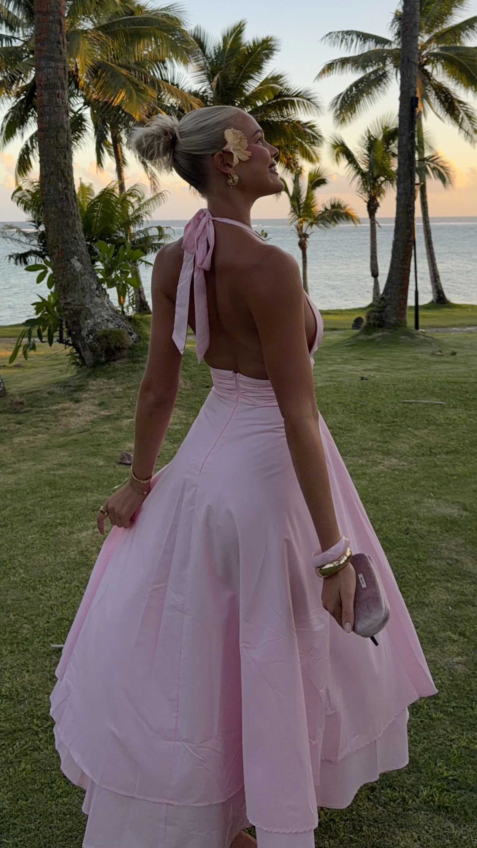 Kathy Halter Neck Maxi Dress - Light Pink