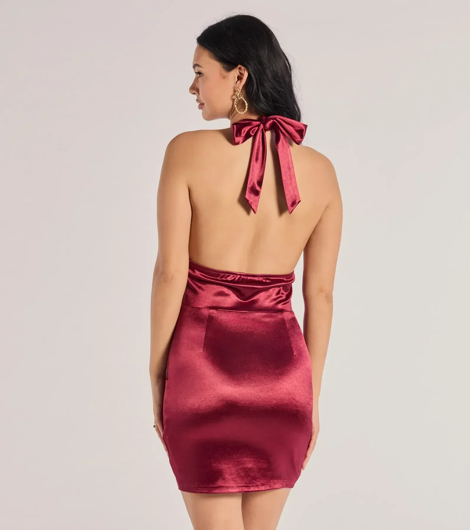 Pour It Up Halter Corset Satin Mini Dress