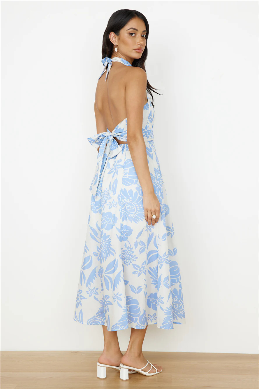 Showing Emotions Halter Maxi Dress Blue