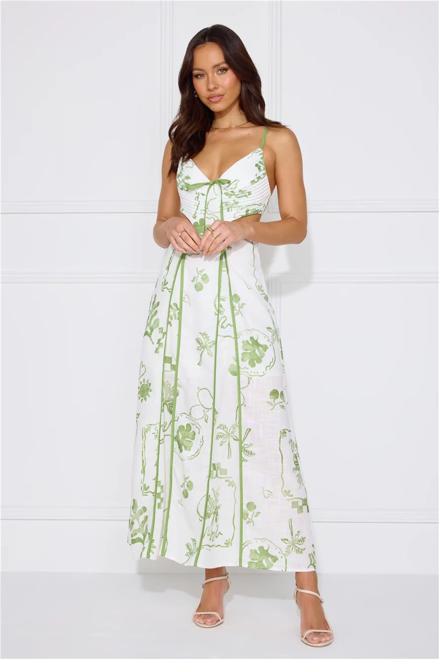 Summer Garden Maxi Dress Green - luluinthesky