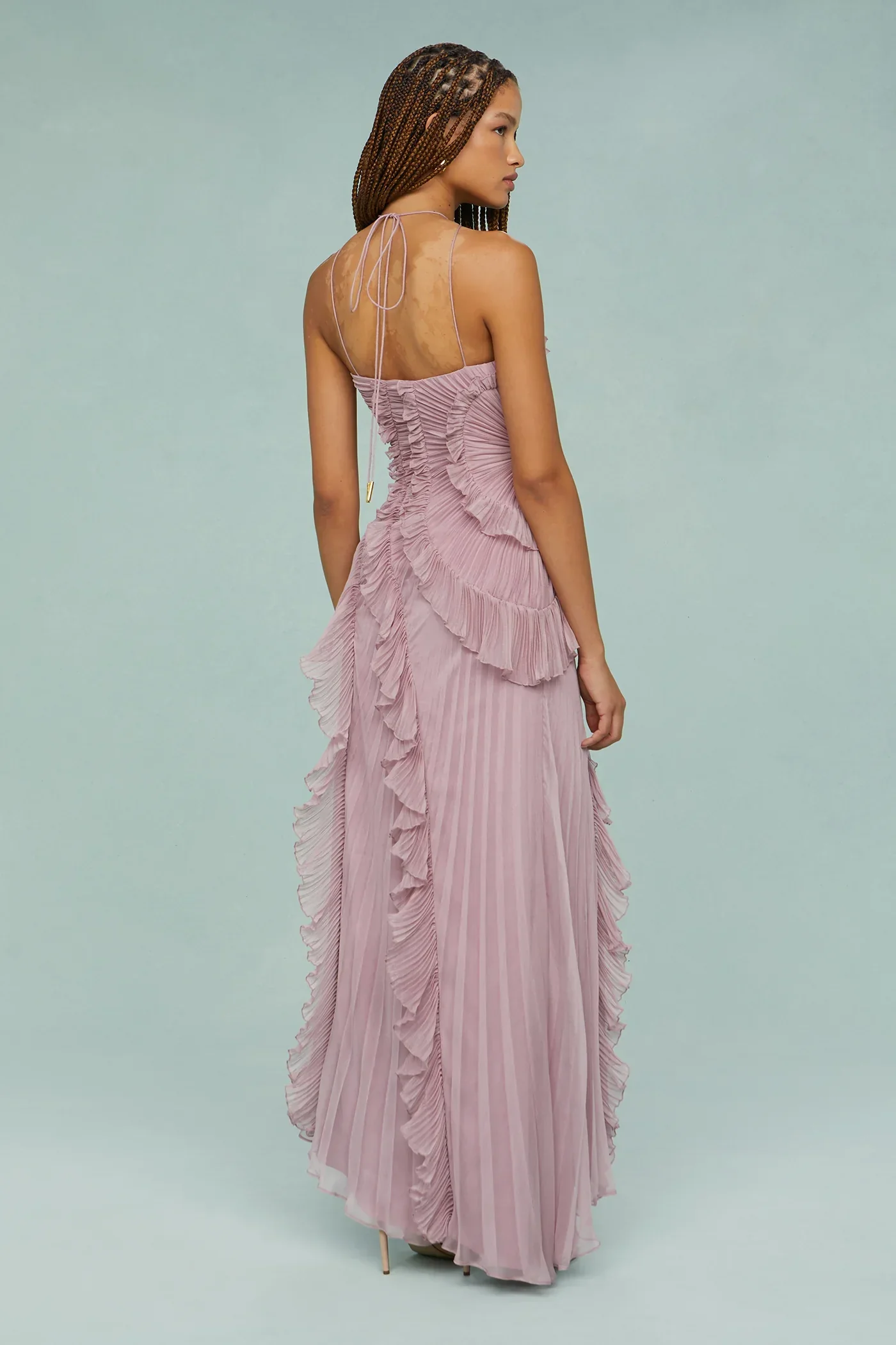 Amur Lorelie Halter Gown in Water Hyacinth