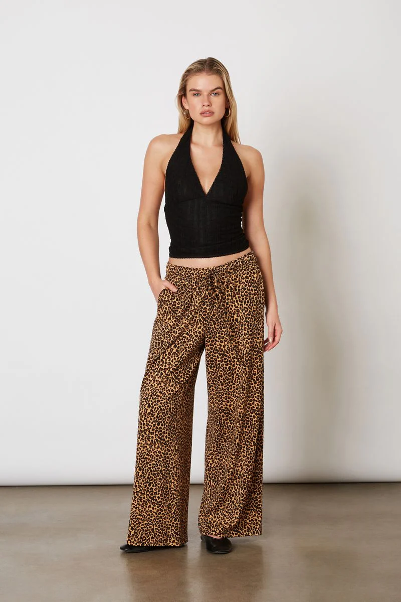 Mid-Rise Knit Leopard Pant
