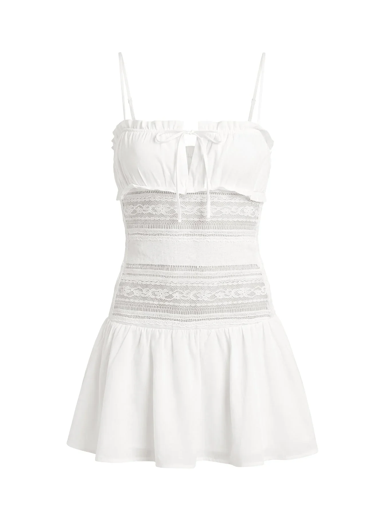 Christobela Drop Waist Lace Mini Dress White - luluinthesky
