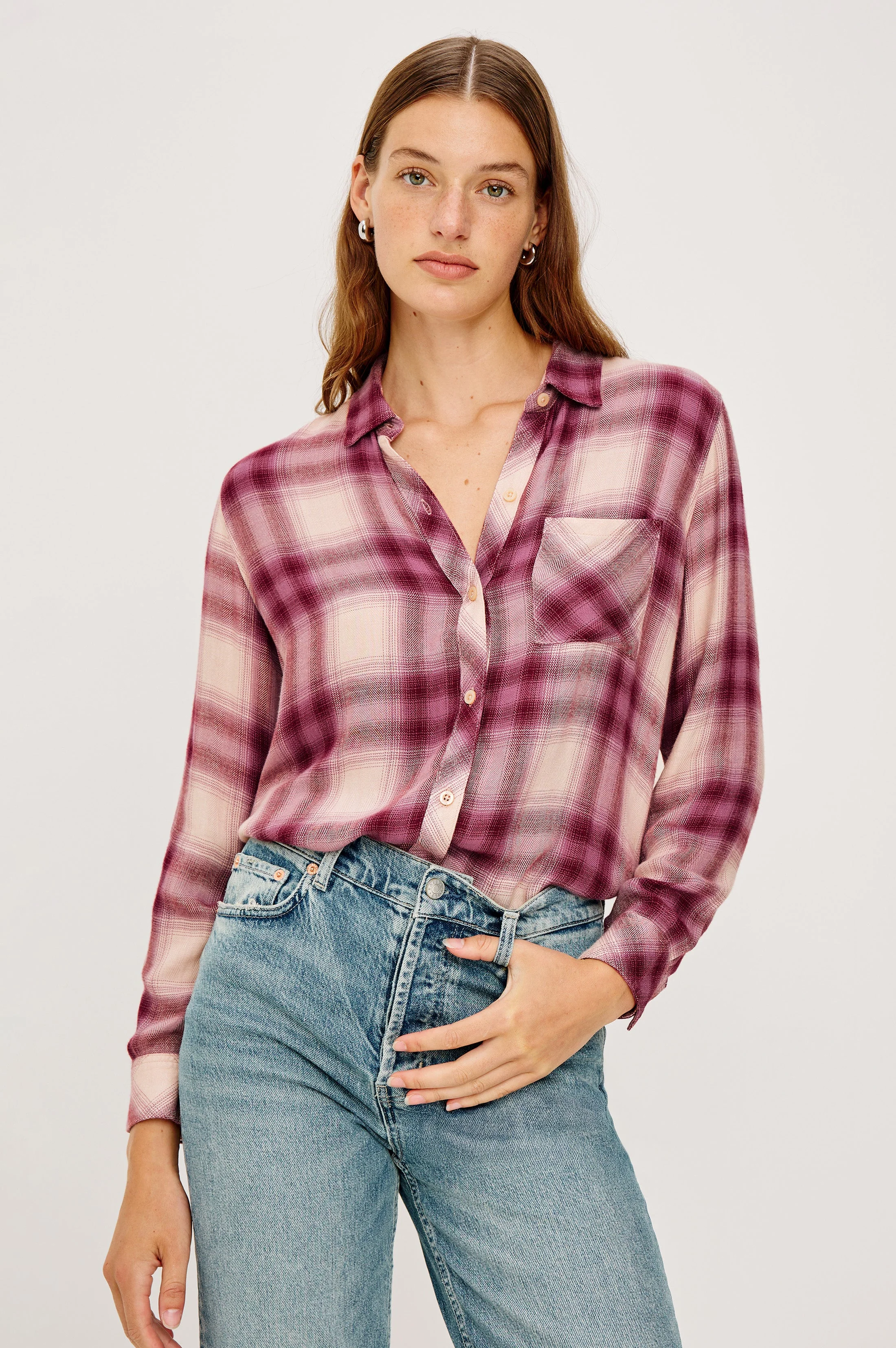 Hunter Shirt - Faded Plum Ivory